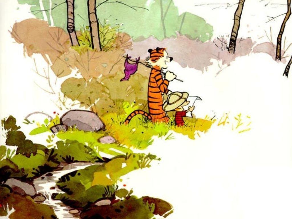 1024x768 Calvin and Hobbes & Hobbes Wallpaper