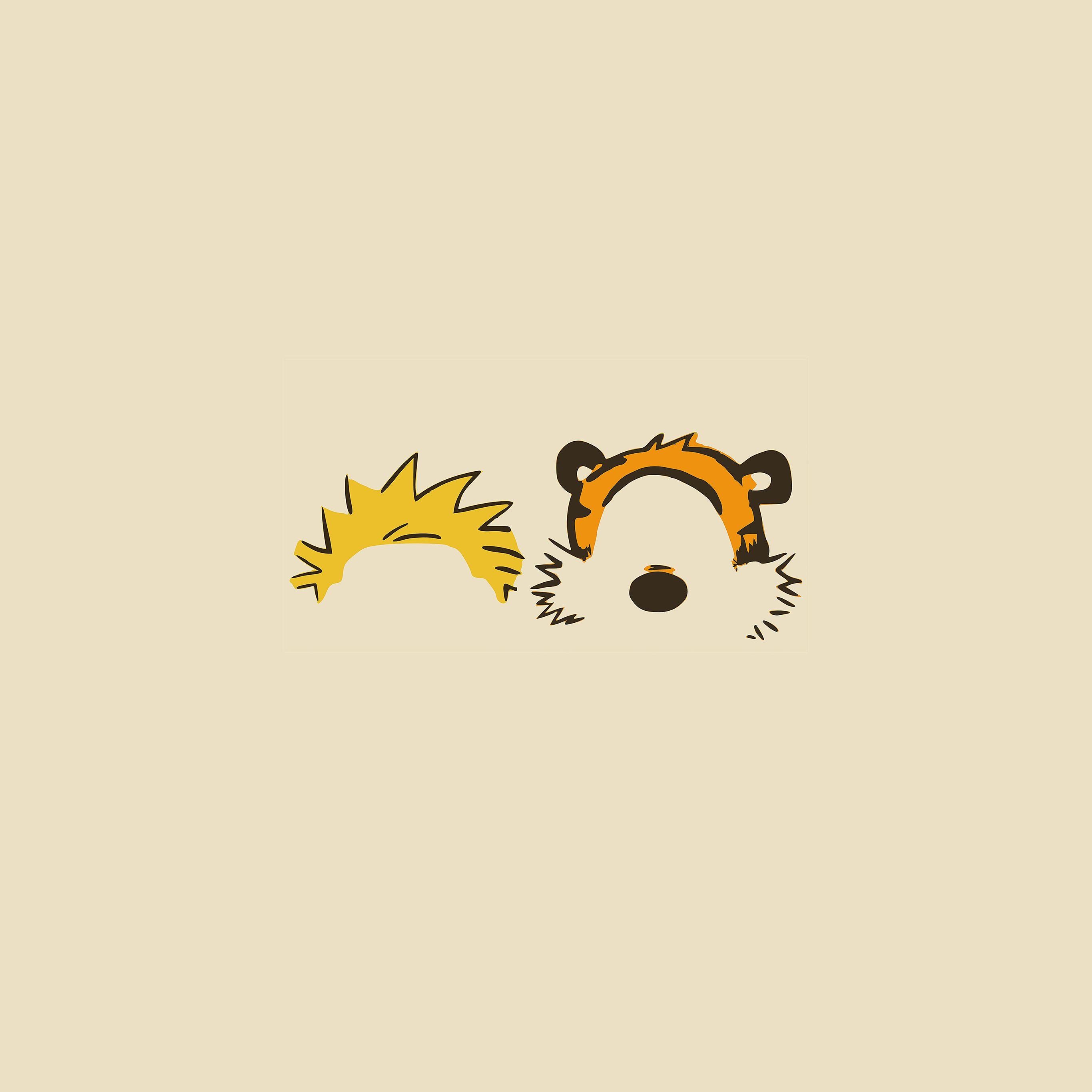 2732x2732 Wallpaper Calvin Hobbes Minimal Illust