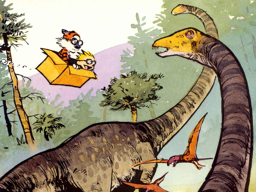 1024x768 Dinosaurs. The Calvin and Hobbes