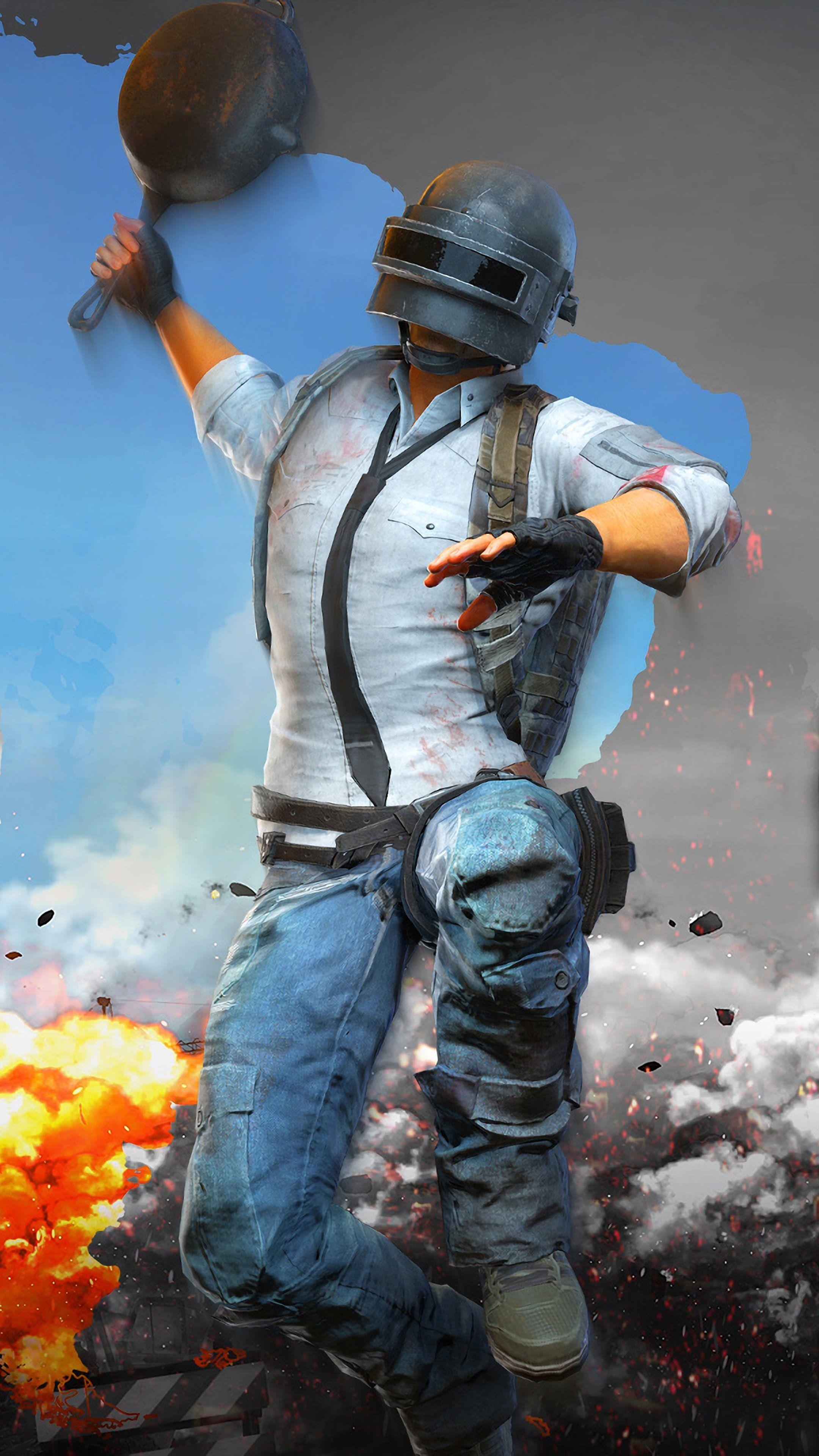 2160x3840 PUBG Helmet Guy Attacking With Pan 4K Ultra HD mobile wallpaper