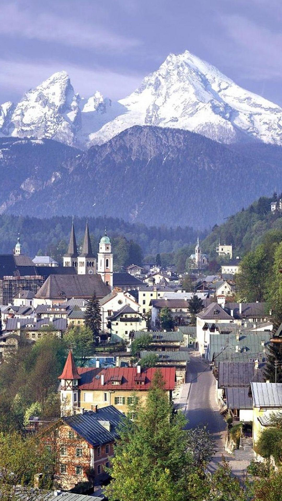 1080x1920 Snow Mountains City Android wallpaper HD wallpaper