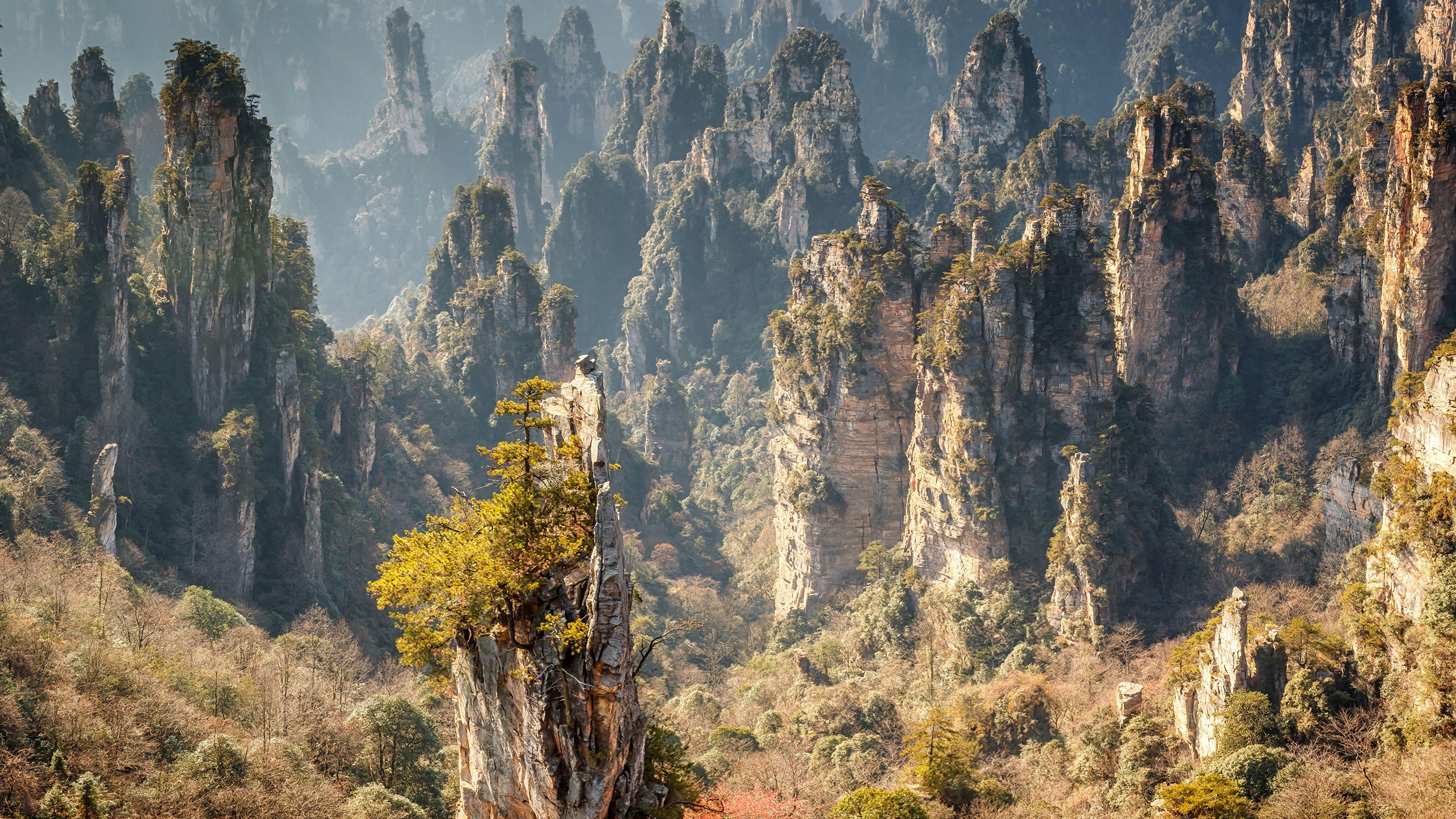 3840x2160 Photo China Zhangjiajie National Forest Park Crag Nature 3840x2160