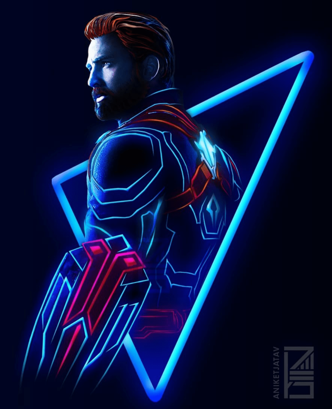 1080x1330 Neon Captain America Wallpaper Free HD Wallpaper