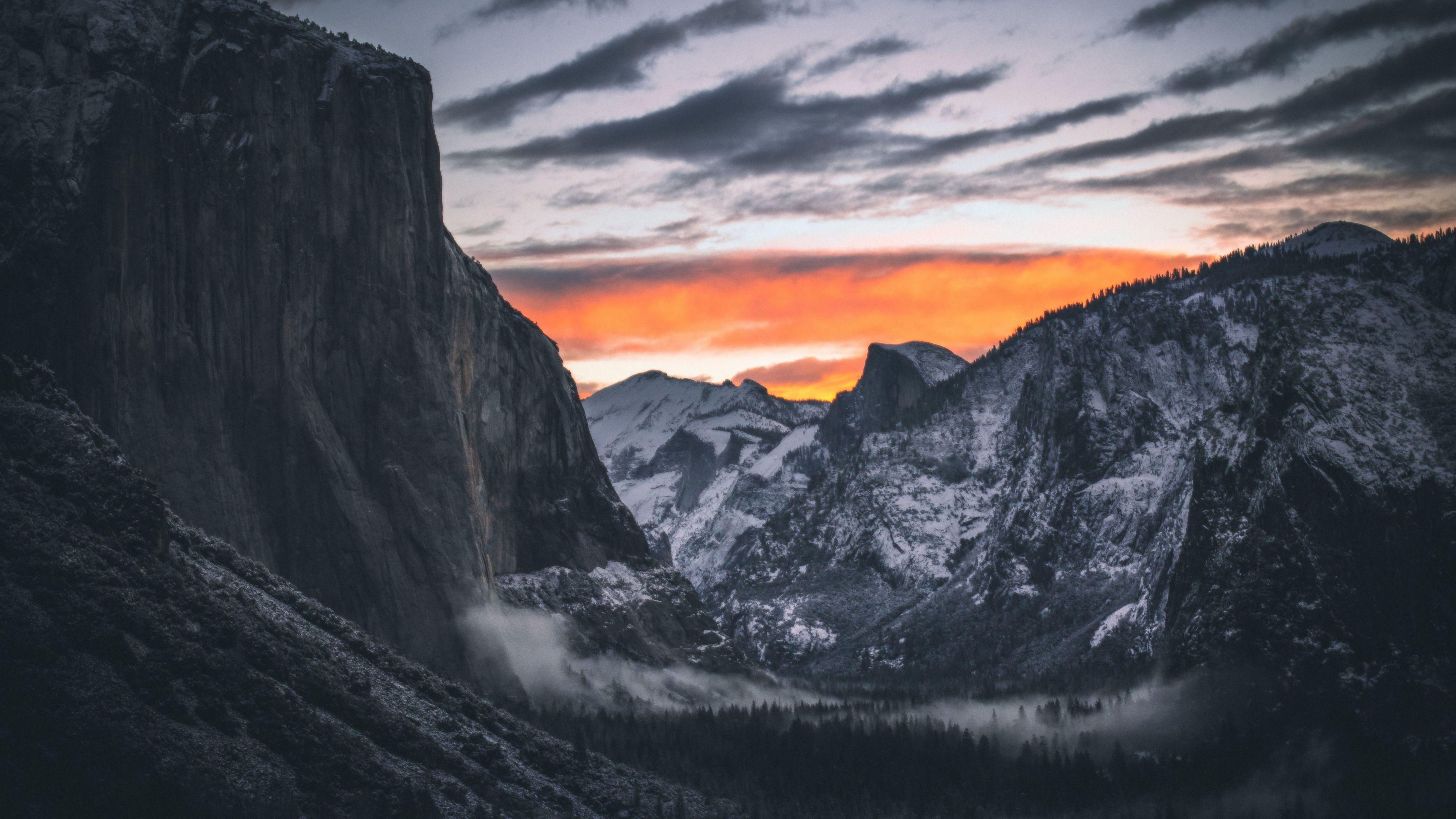 3840x2160 Download 3840x2160 wallpaper yosemite valley, dark, evening
