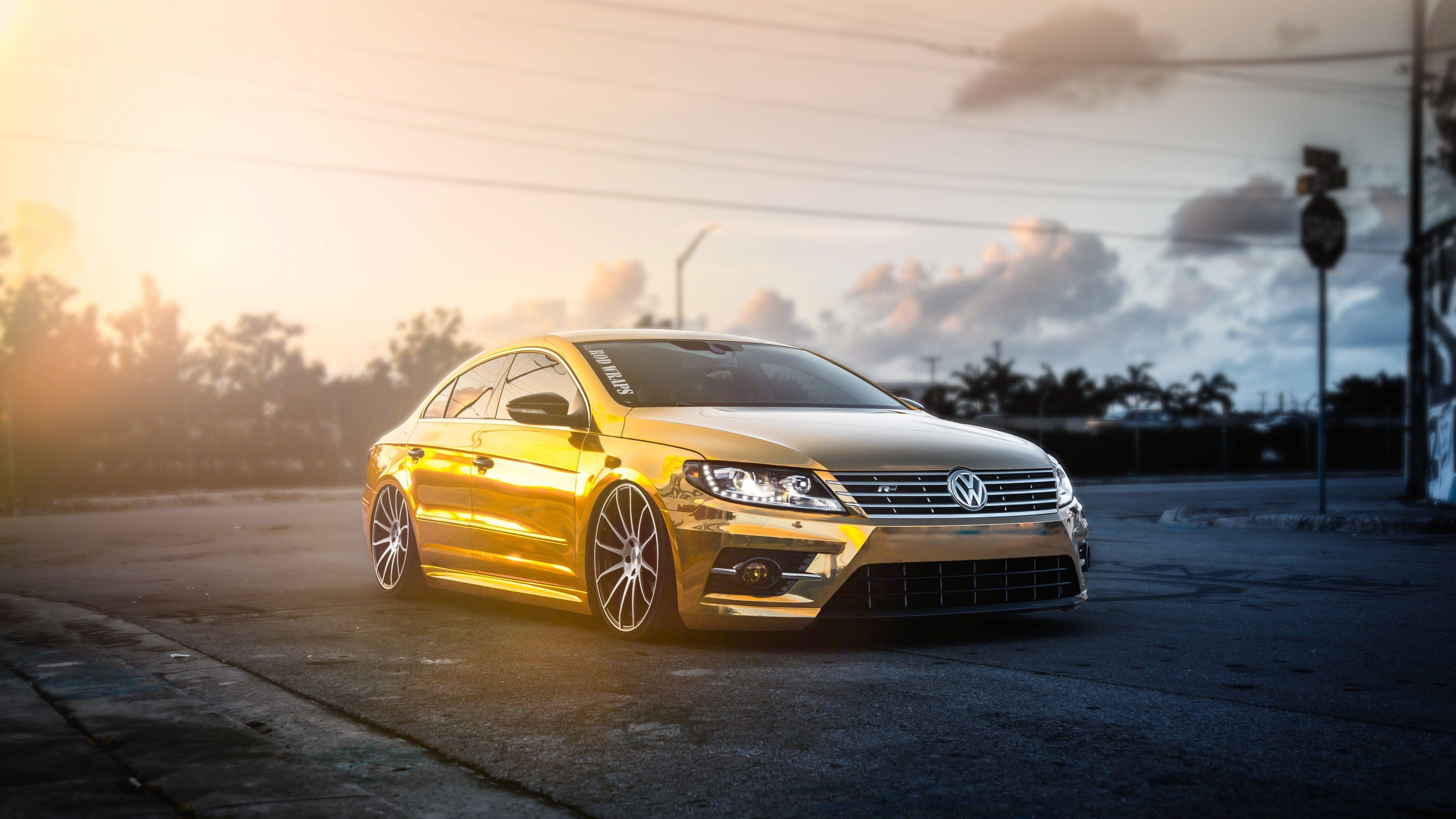 3840x2160 Golden Volkswagen Pasat, HD Cars, 4k Wallpaper, Image, Background