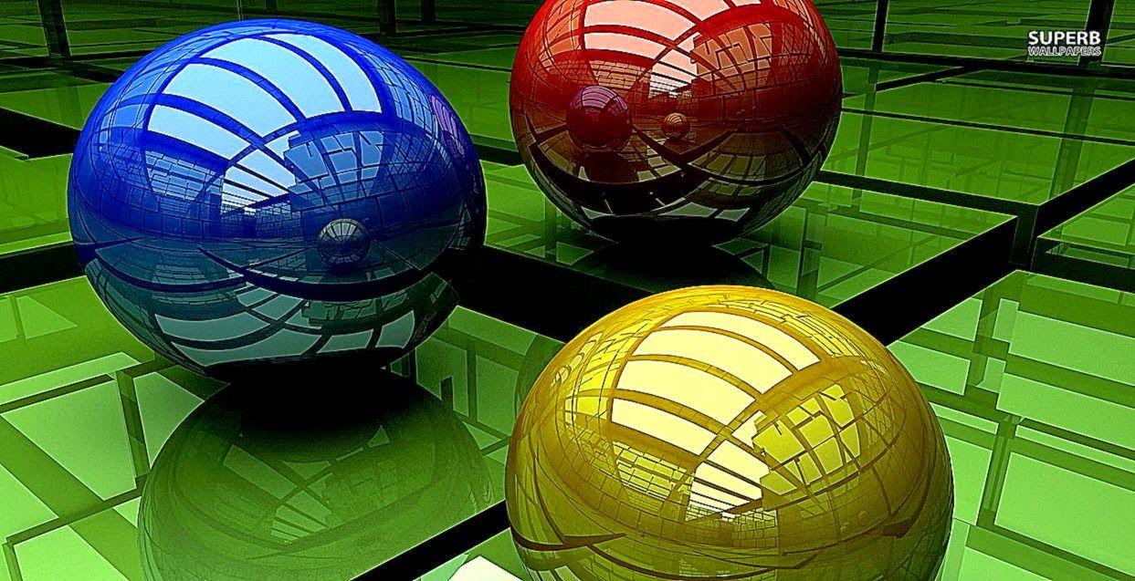 1243x637 All About HD Wallpaper: Blue Yellow Spheres HD Wallpaper