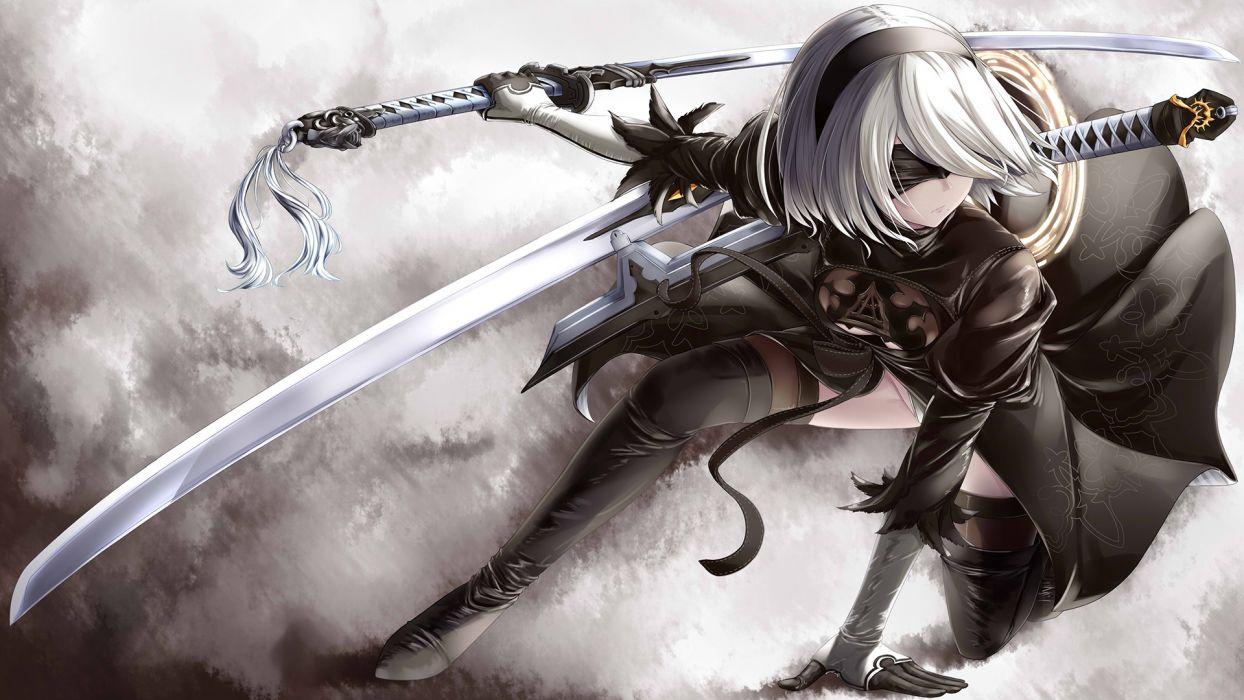 1244x700 Yorha 2b Katana Nier Automata Girl (1626) Wallpaperx1080