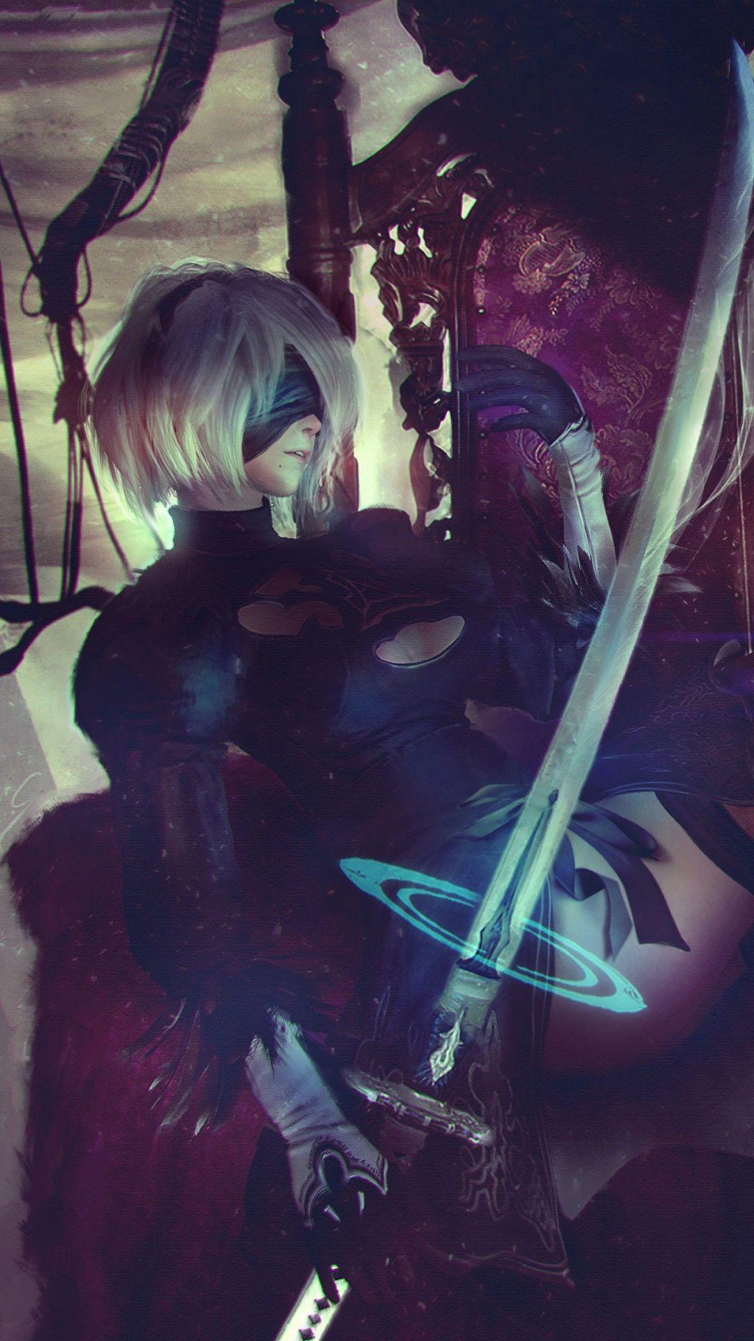 1080x1920 Wallpaper Nier: Automata, Yorha 2B, 4K, Creative Graphics