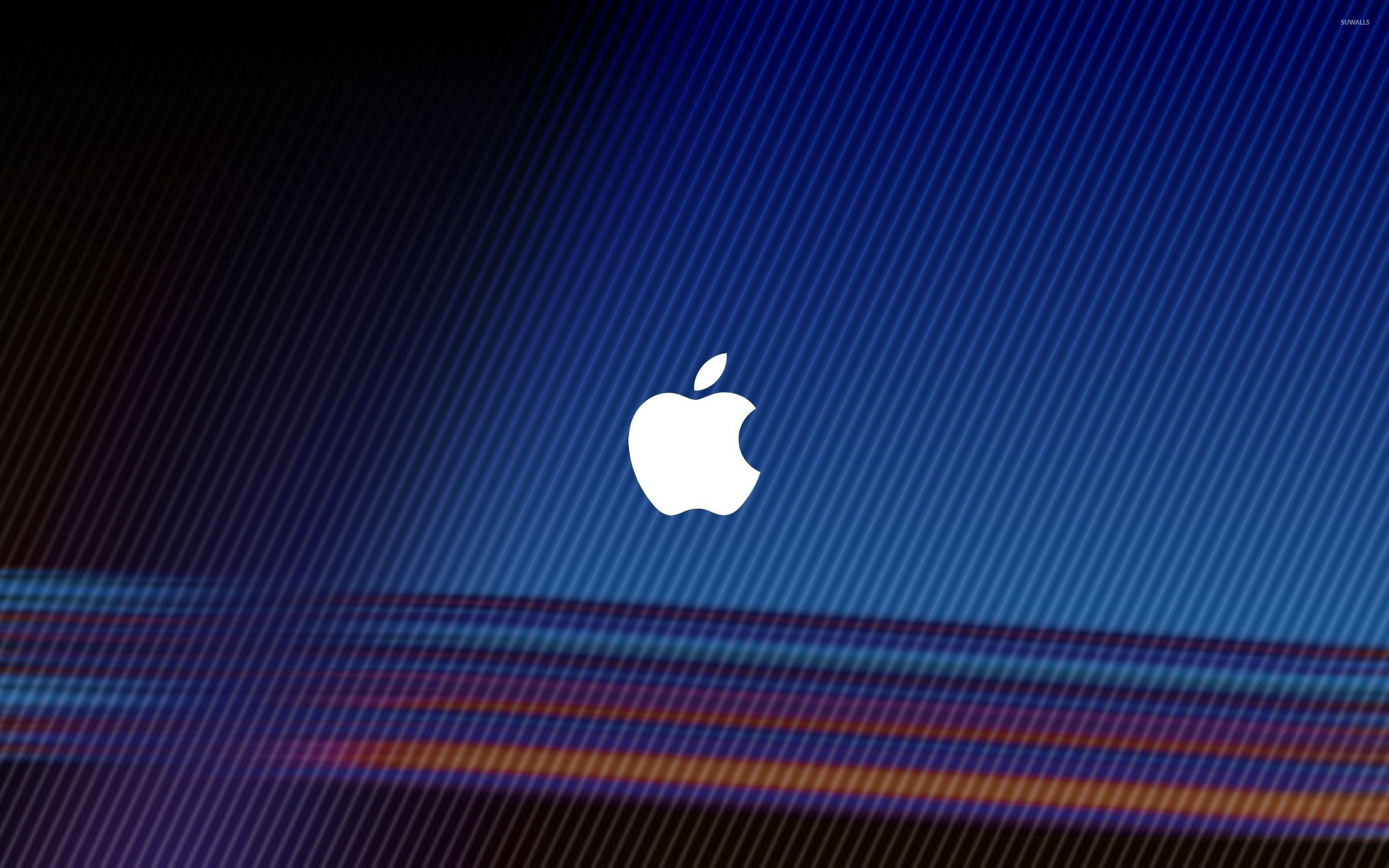 2880x1800 White Apple on bright stripes wallpaper wallpaper