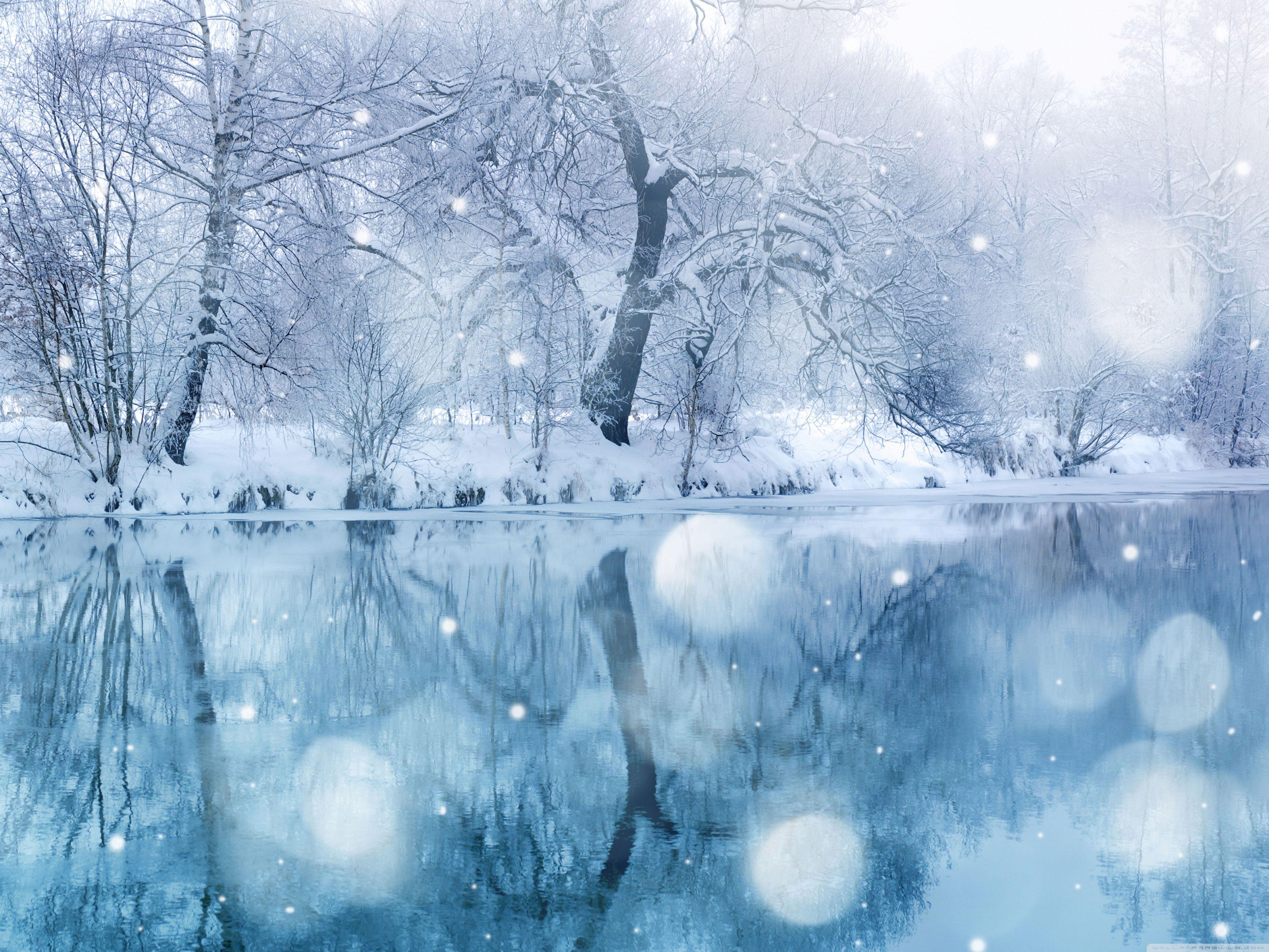 4096x3072 Winter Snowfall Ultra HD Desktop Background Wallpaper for 4K UHD