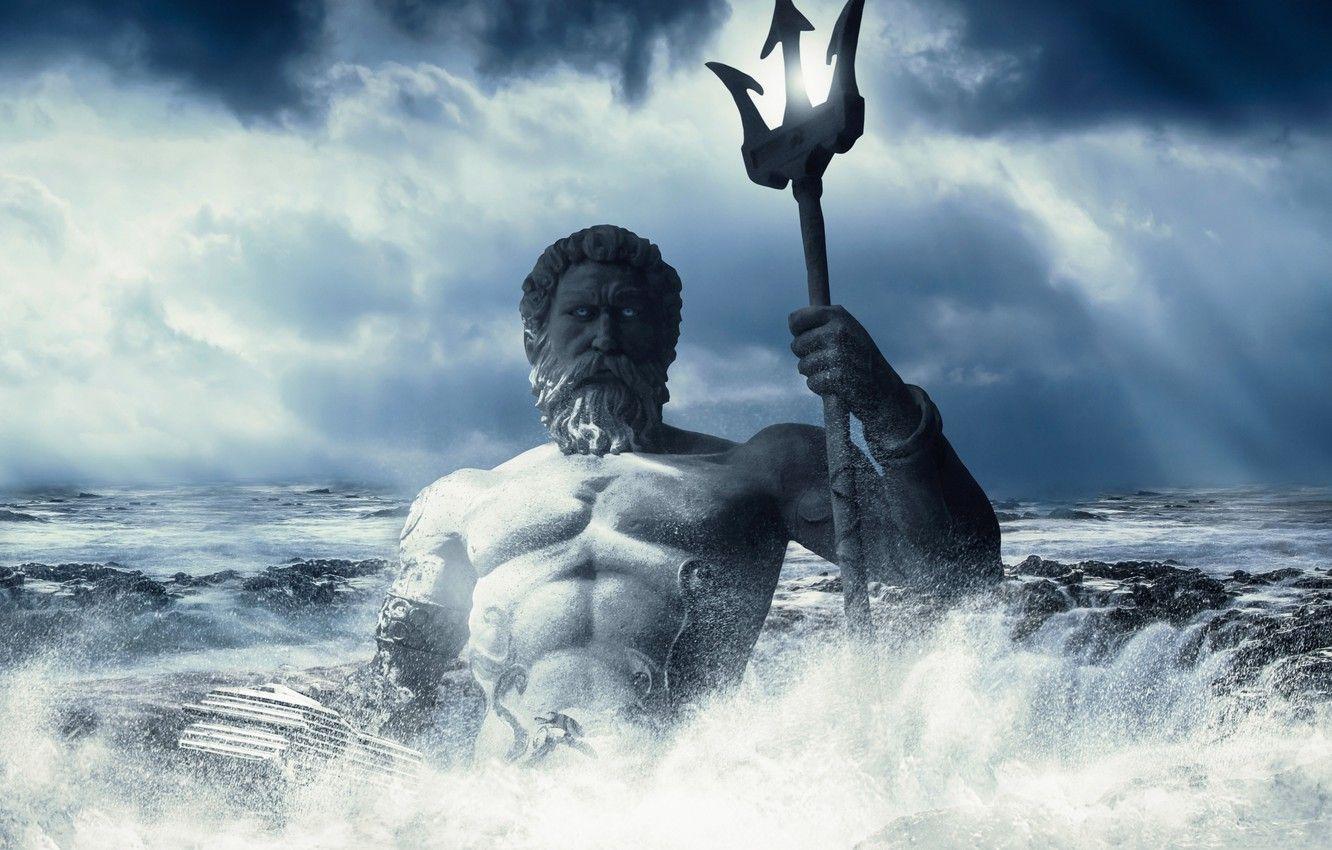 1332x850 Wallpaper Neptune, myths, the God of the seas image for desktop, section разное