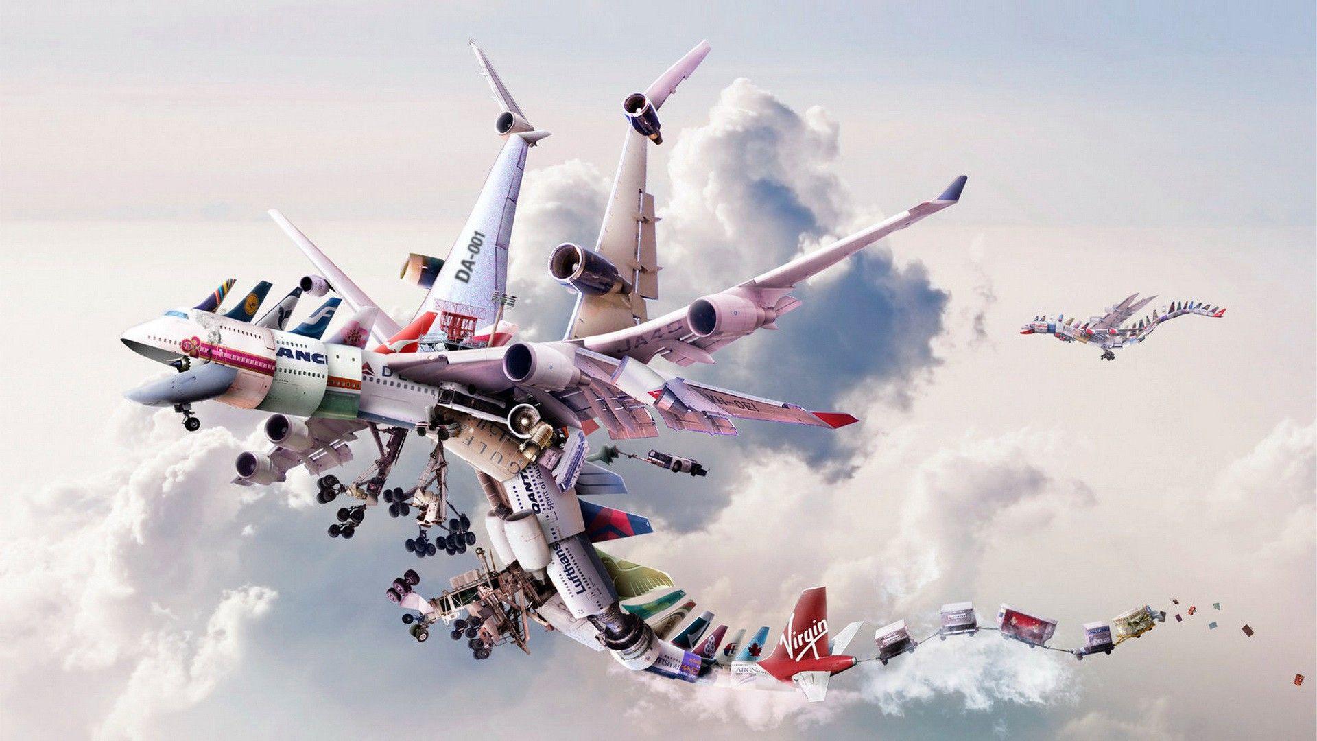 1920x1080 clouds, aircraft, dragons, United Arab Emirates, skyscapes, united