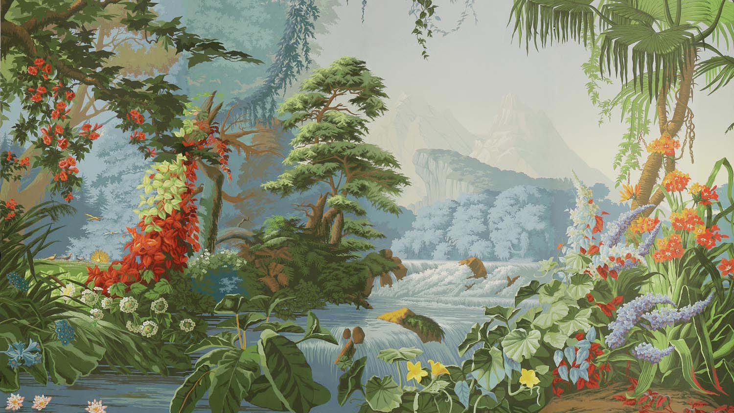 1500x844 European Panoramic Hand Painted Wallpaper