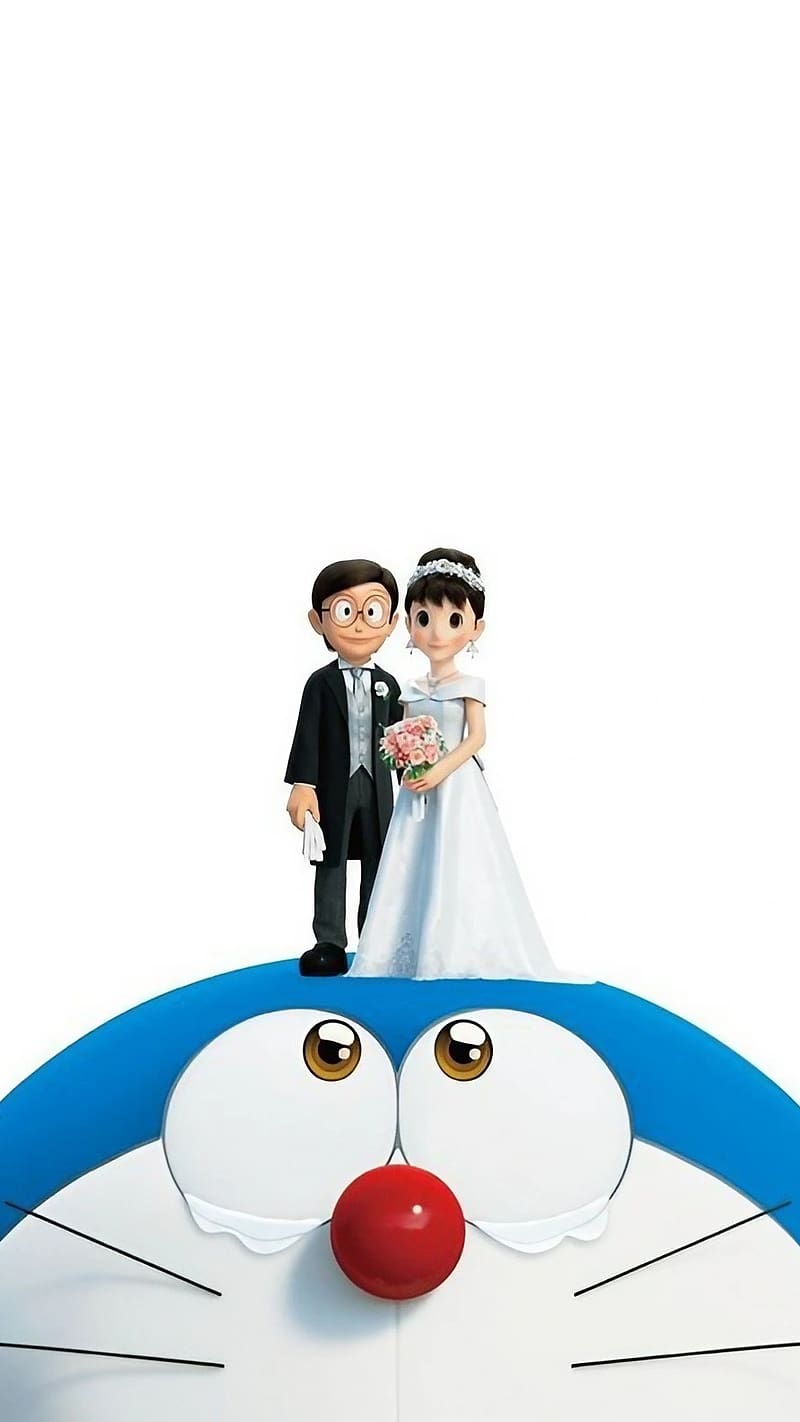 800x1422 Nobita Shizuka Wedding On Doraemon, nobita shizuka wedding, doraemon, cartoon, HD phone wallpaper