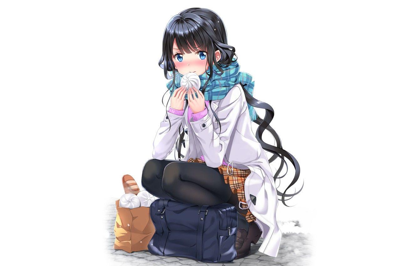 1332x850 Wallpaper white, girl, background, anime, art, buns, Aki Adagaki