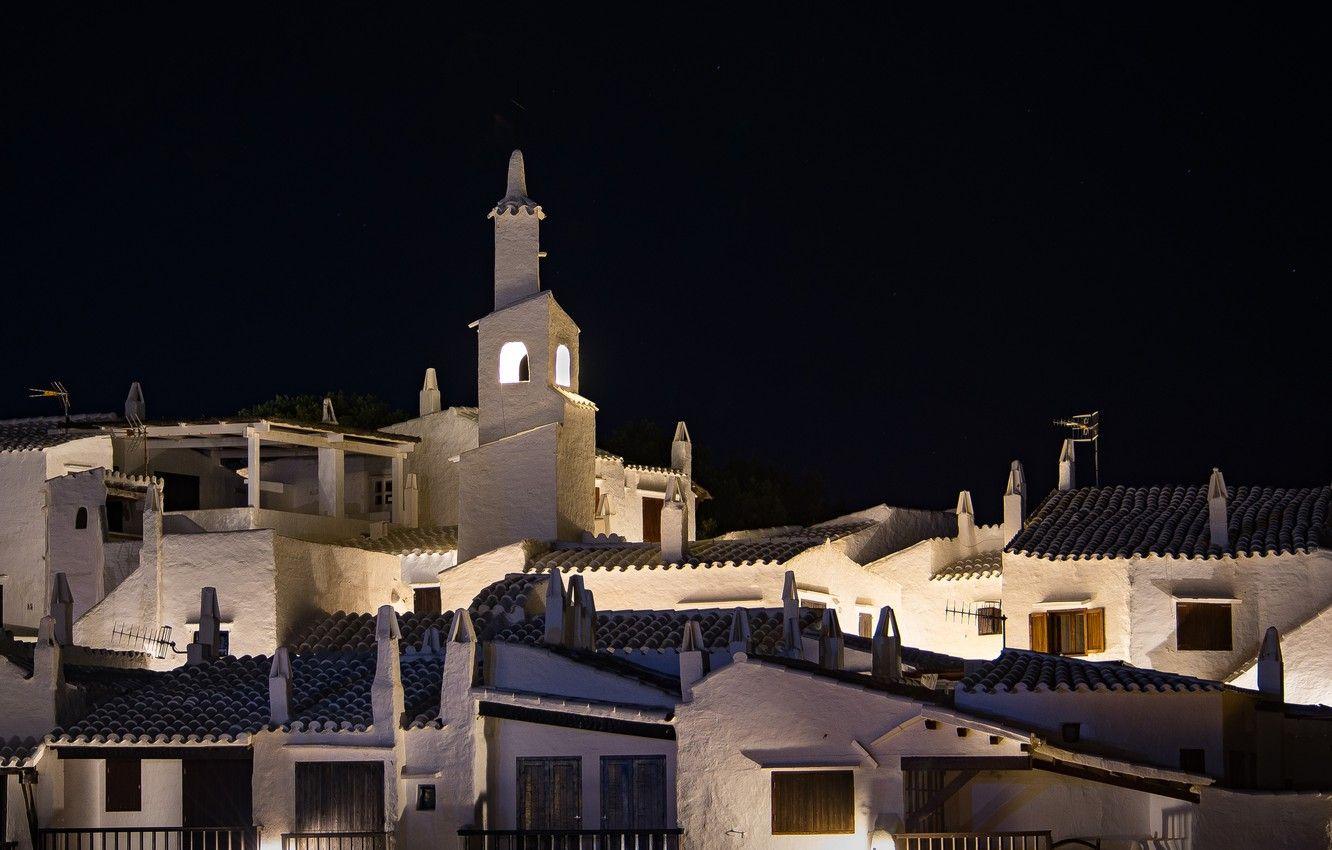 1332x850 Wallpaper night, lights, island, home, Spain, Menorca image