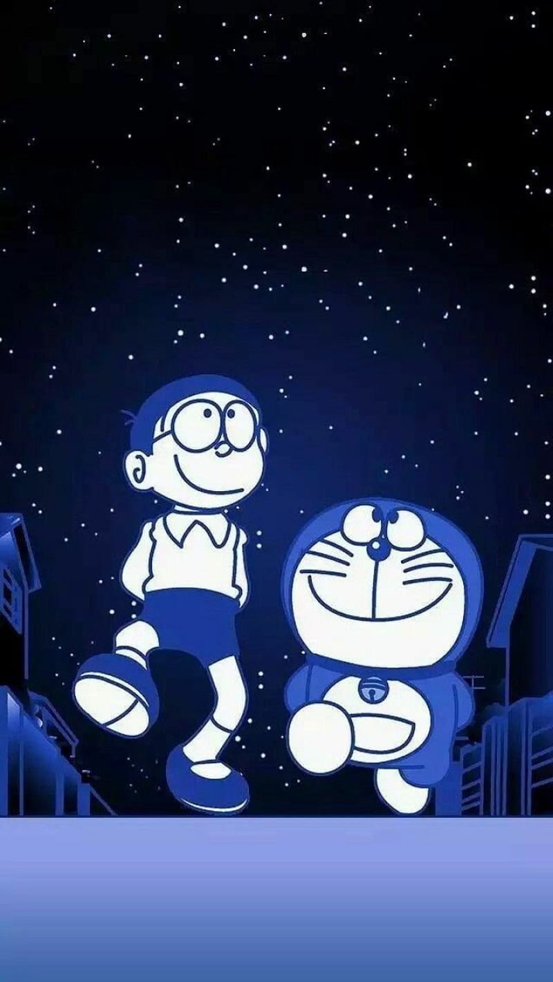 800x1422 Doraemon, art, night, HD phone wallpaper