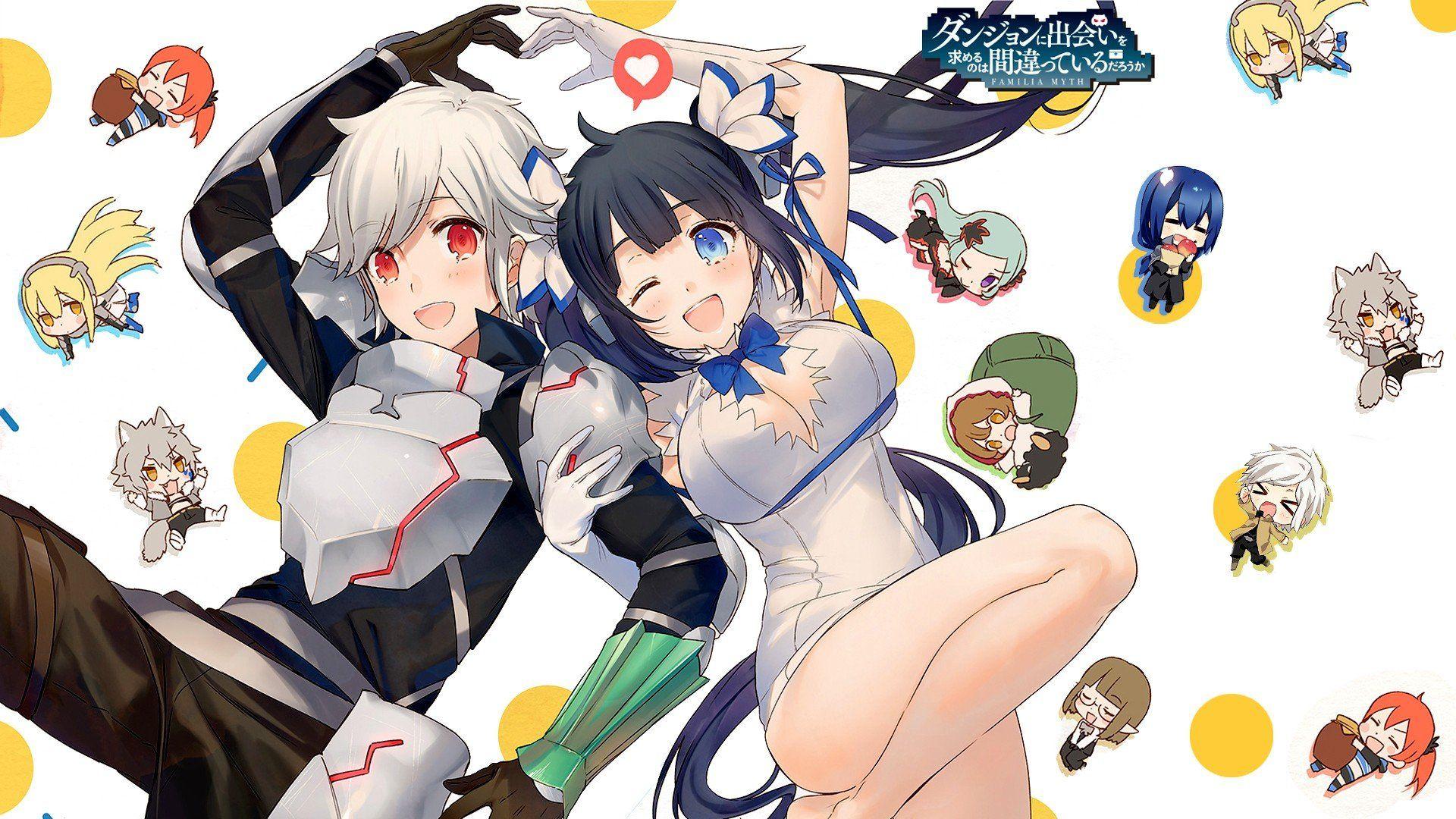 1920x1080 anime girls, Artwork, Dungeon ni Deai wo Motomeru no ha Machigatteiru Darou ka?, Hestia, Bell Cranel, Ais Wallenstein Wallpaper HD / Desktop and Mobile Background