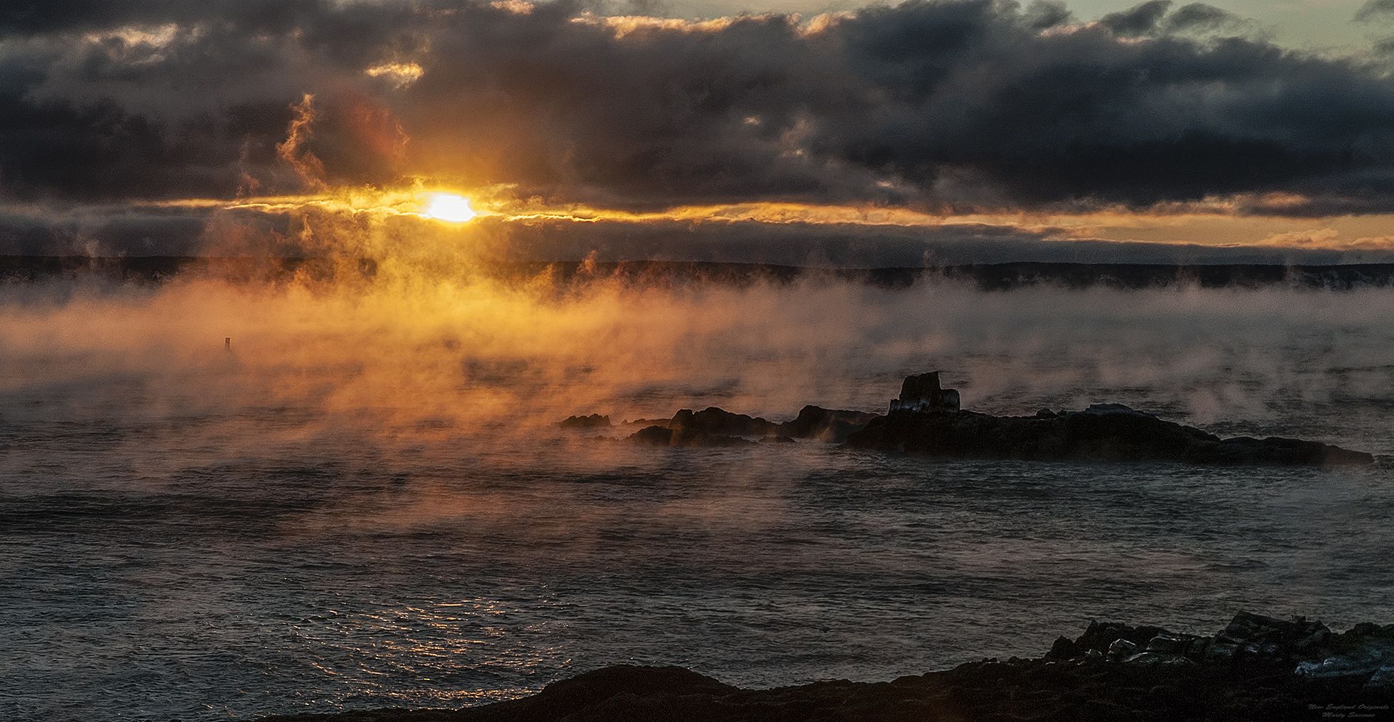 1962x1017 Sea Smoke Sunrise at Quoddy Head State Park, Lubec, Maine