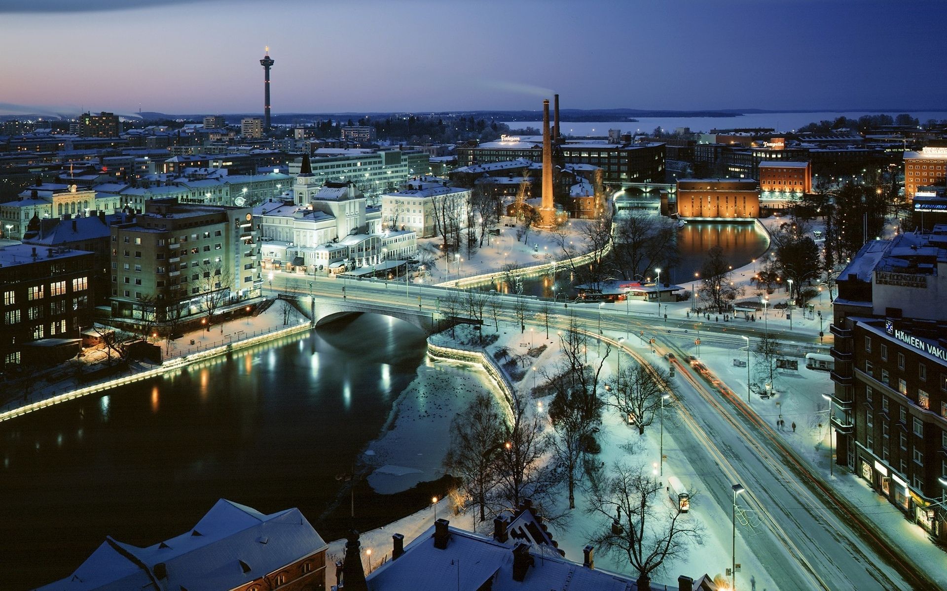 1920x1200 tampere, Finland, World, Architecture, Buildings, Cities, Tower, Hdr, Bridges, Roads, Skyline, Cityscape, Panorama, Rivers, Winter, Snow, Seasons Wallpaper HD / Desktop and Mobile Background