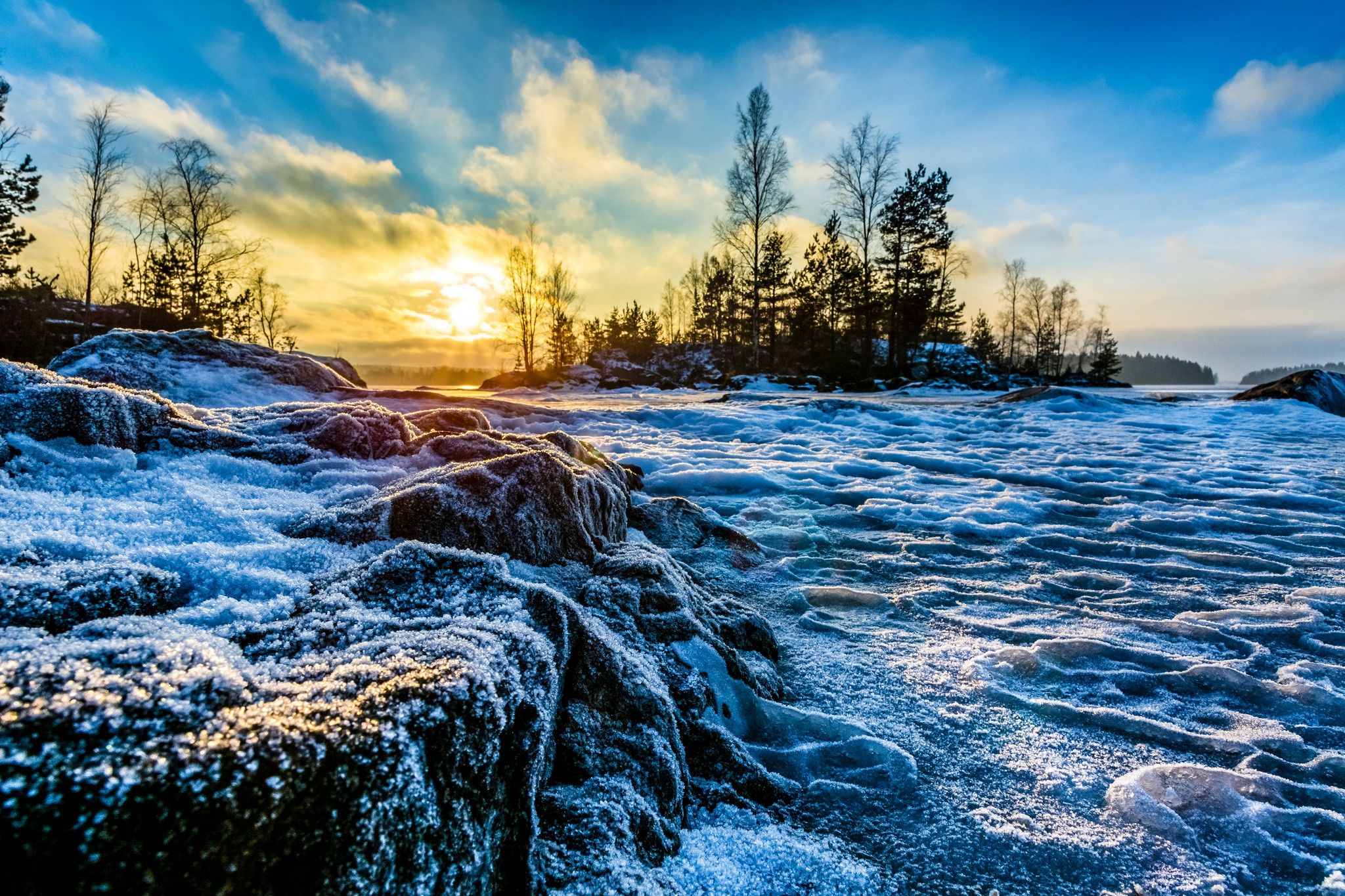 2048x1365 Wallpaper winter, lake, Frozen, Finland, Finland, Tampere, Pirkanmaa for mobile and desktop, section природа, resolution 2048x1365