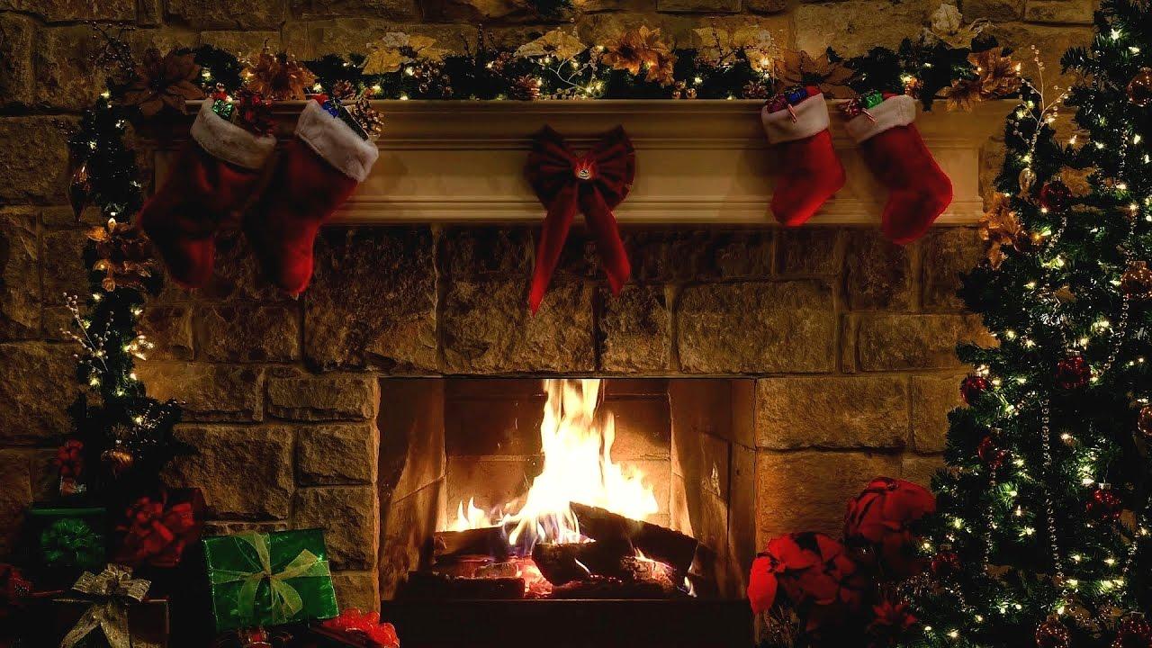 1280x720 Christmas Fireplace Scene with Crackling Fire Sounds 6 hours