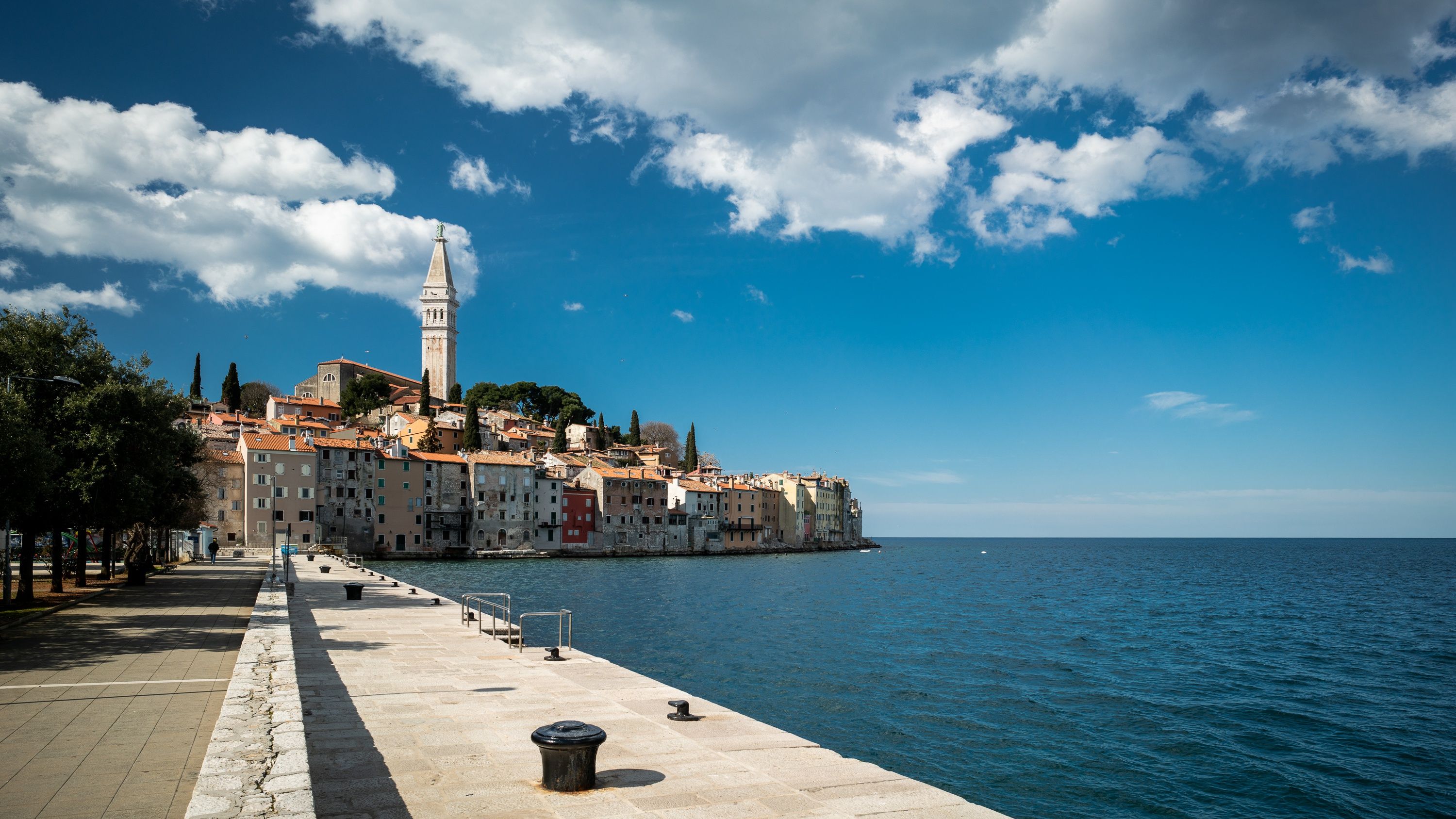 3000x1688 Wallpaper sea, promenade, Croatia, Rovinj for mobile and desktop, section город, resolution 3000x1688