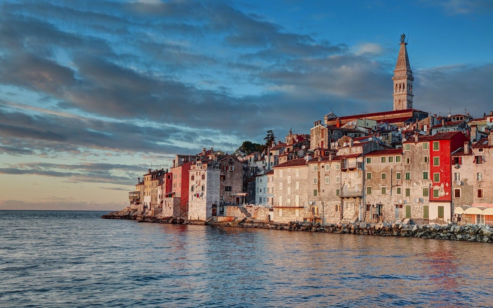 1920x1200 Download Town Tower Cloud Building Sea Croatia Man Made Rovinj HD Wallpaperx1200