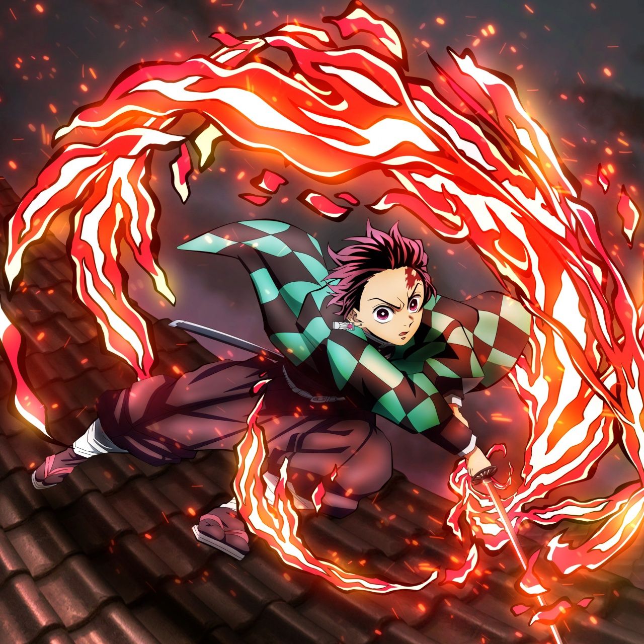 1280x1280 Tanjiro Kamado Wallpaper 4K, Hinokami Kagura