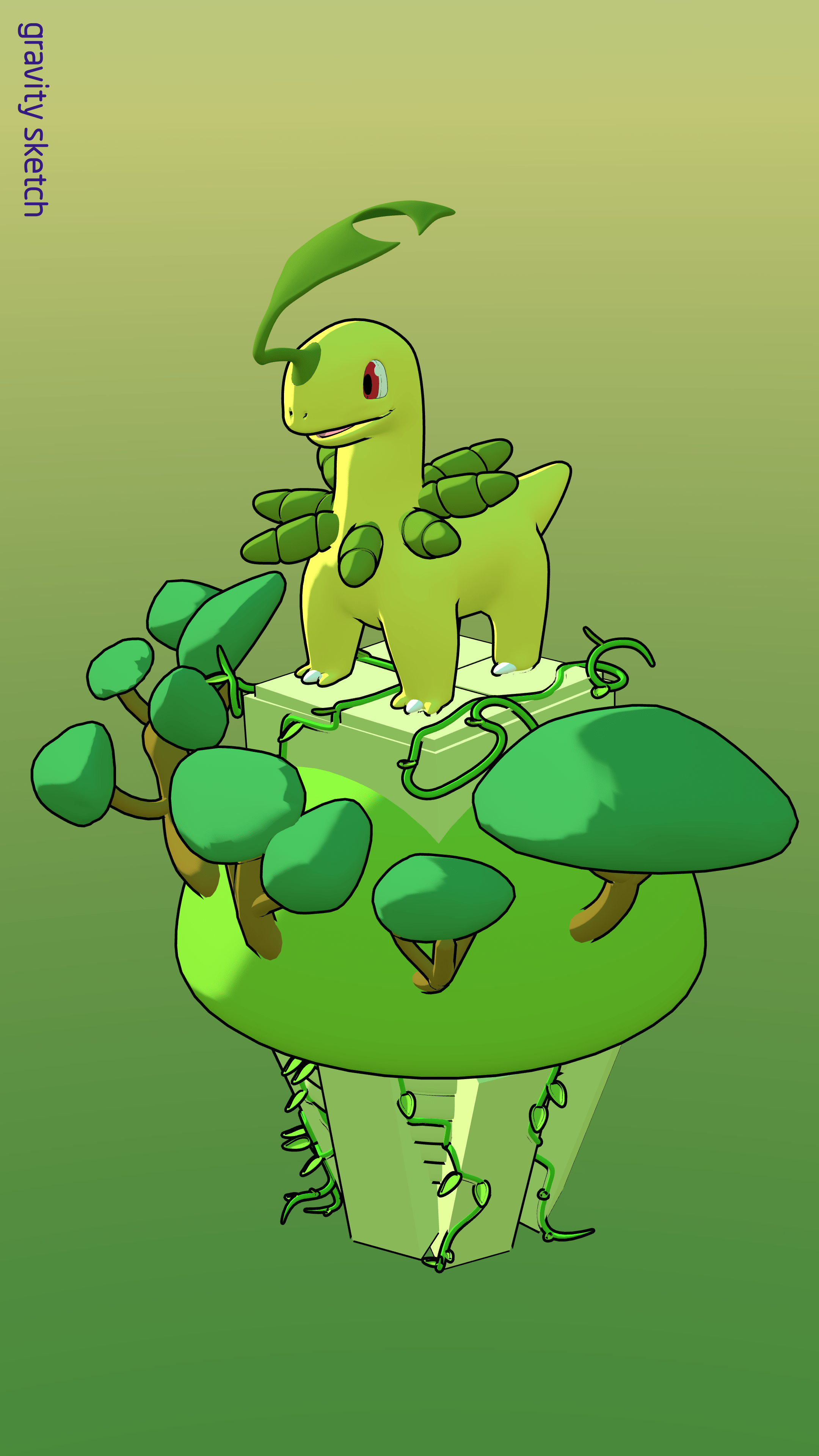 2160x3840 I've been learning 3D modeling in gravity sketch by making one Pokemon a week. This Bayleef was last week's product