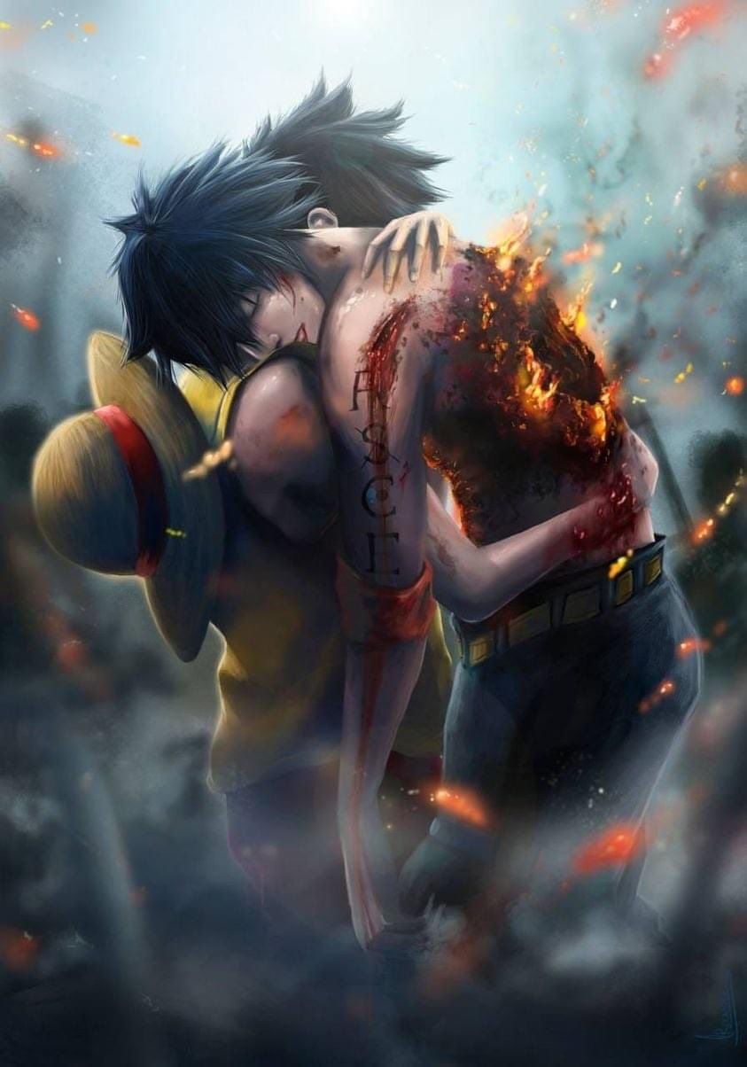 843x1204 One Piece Ace Crying Wallpaper