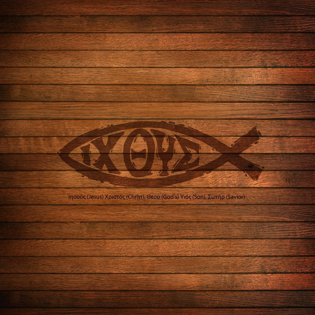 1024x1024 jesus fish (ichthys) Scripture Christian Wallpaper