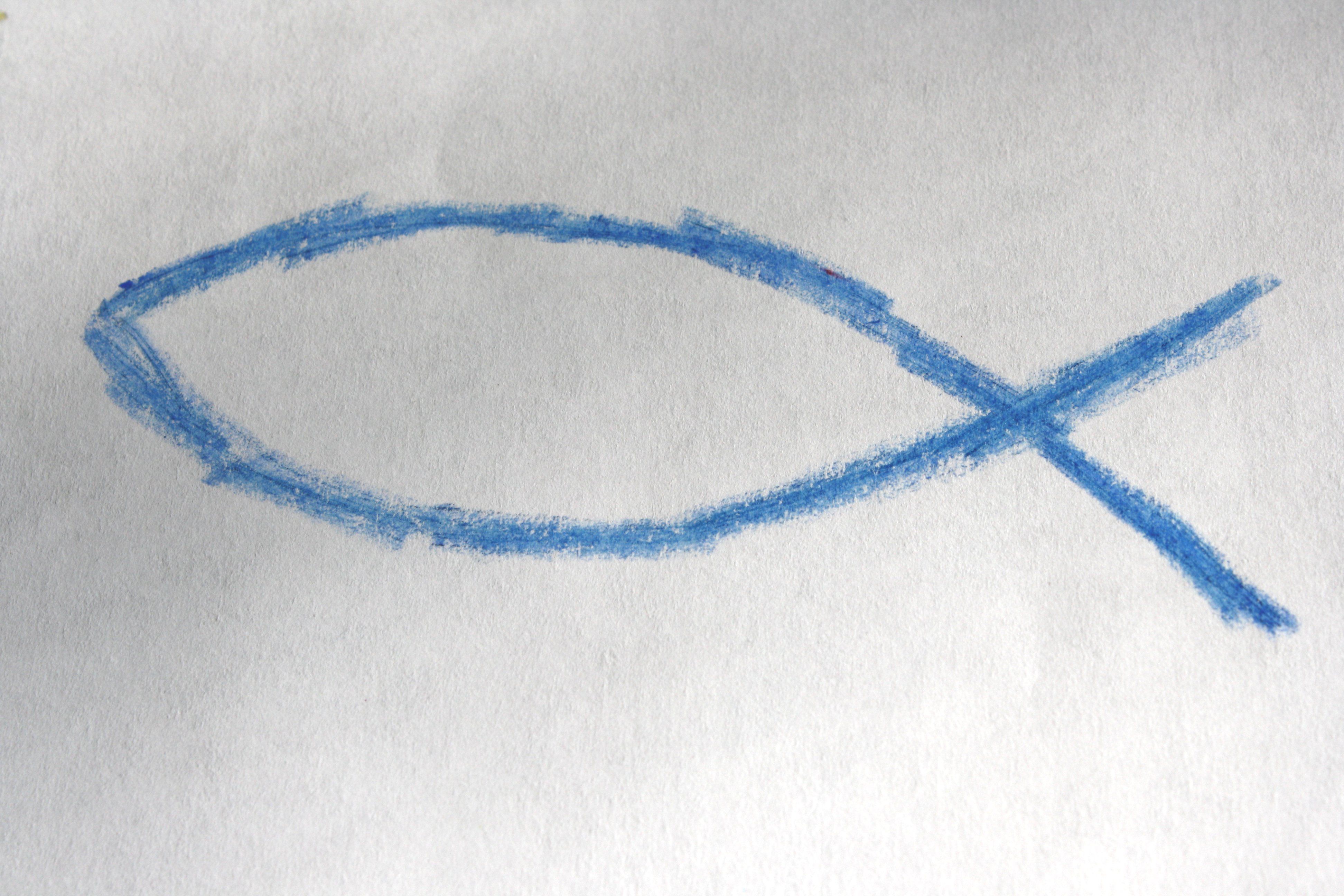 3888x2592 Christian Fish or Ichthys Crayon Drawing