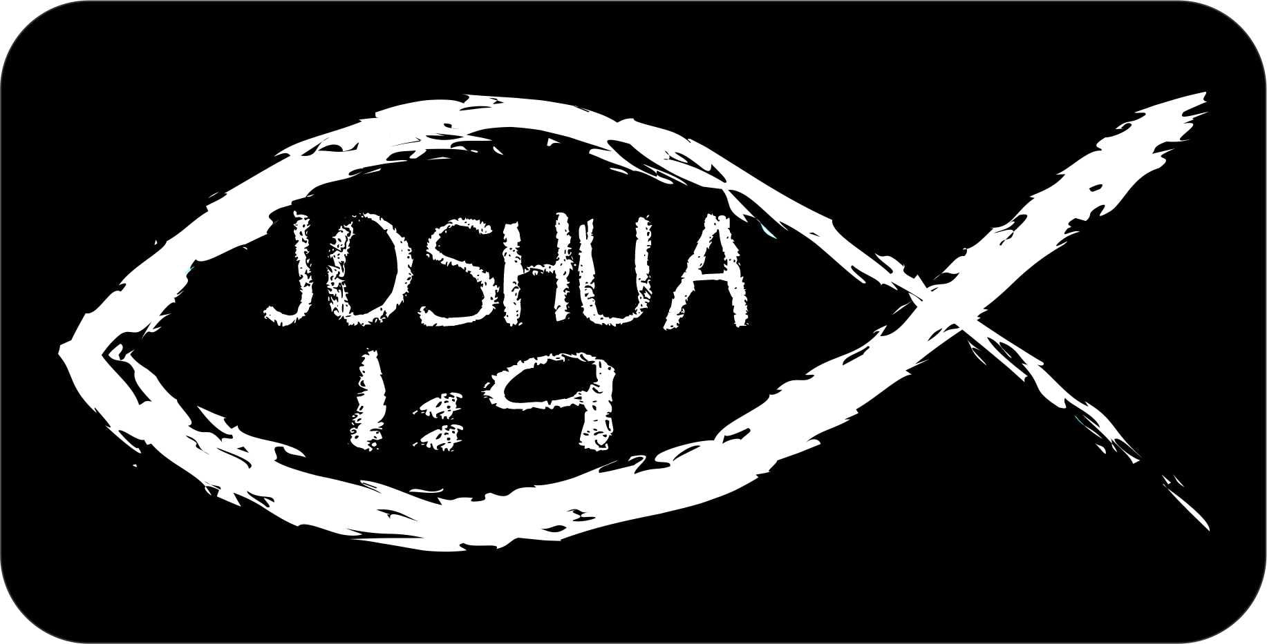 1833x933 6in x 3in Christian Fish Joshua 1:9 Sticker