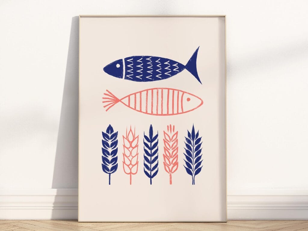 1024x768 loaves 2 Fish Minimalist Christian wall art. Adroning Grace Co