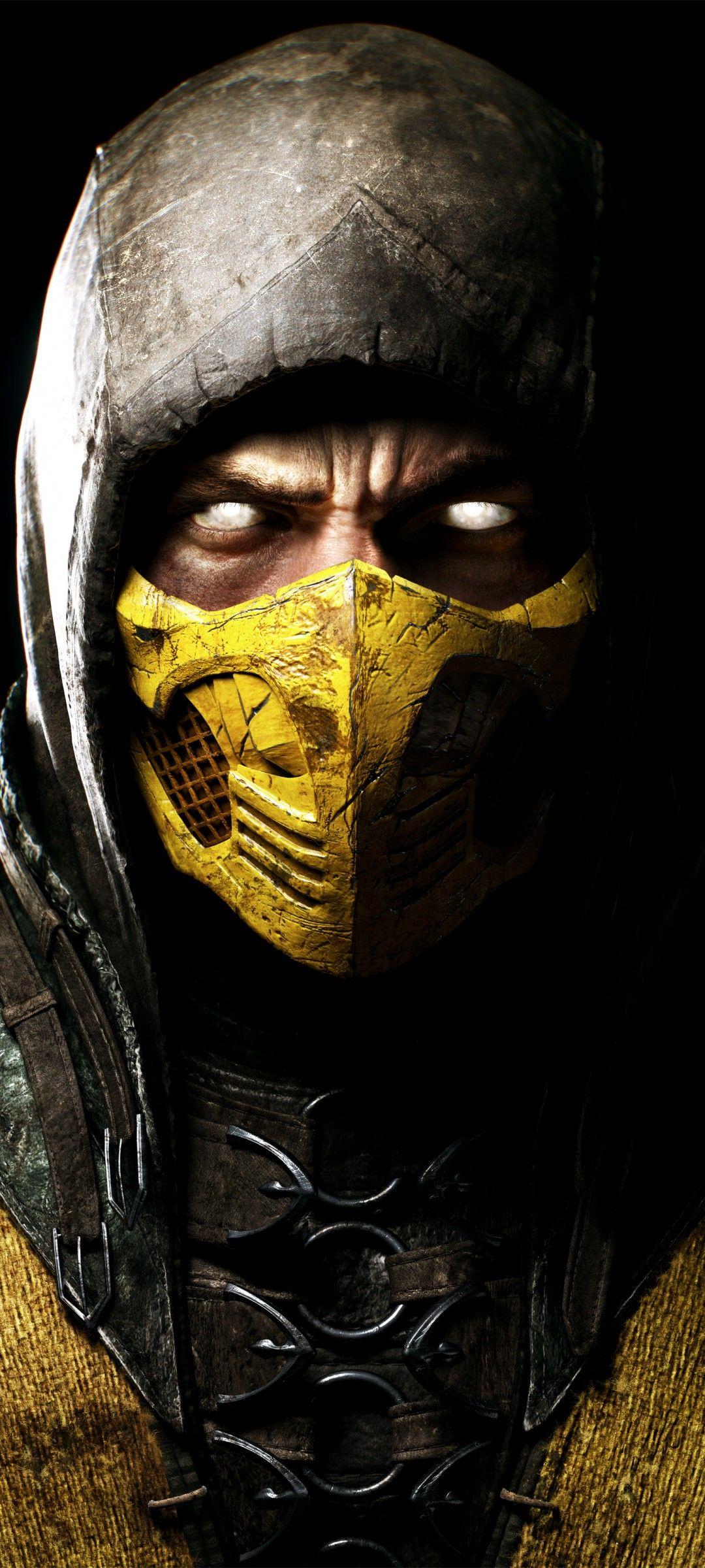 1080x2400 Scorpion Wallpaper 4K, Mortal Kombat Black background, Games
