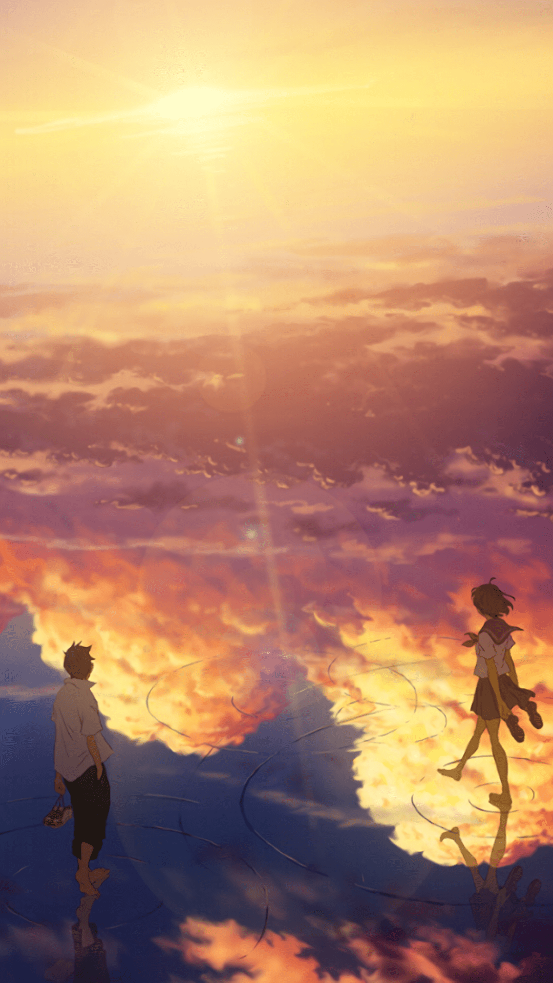 Anime School Girl Bubble Sunset Scenery 4K Wallpaper iPhone HD Phone #3030g