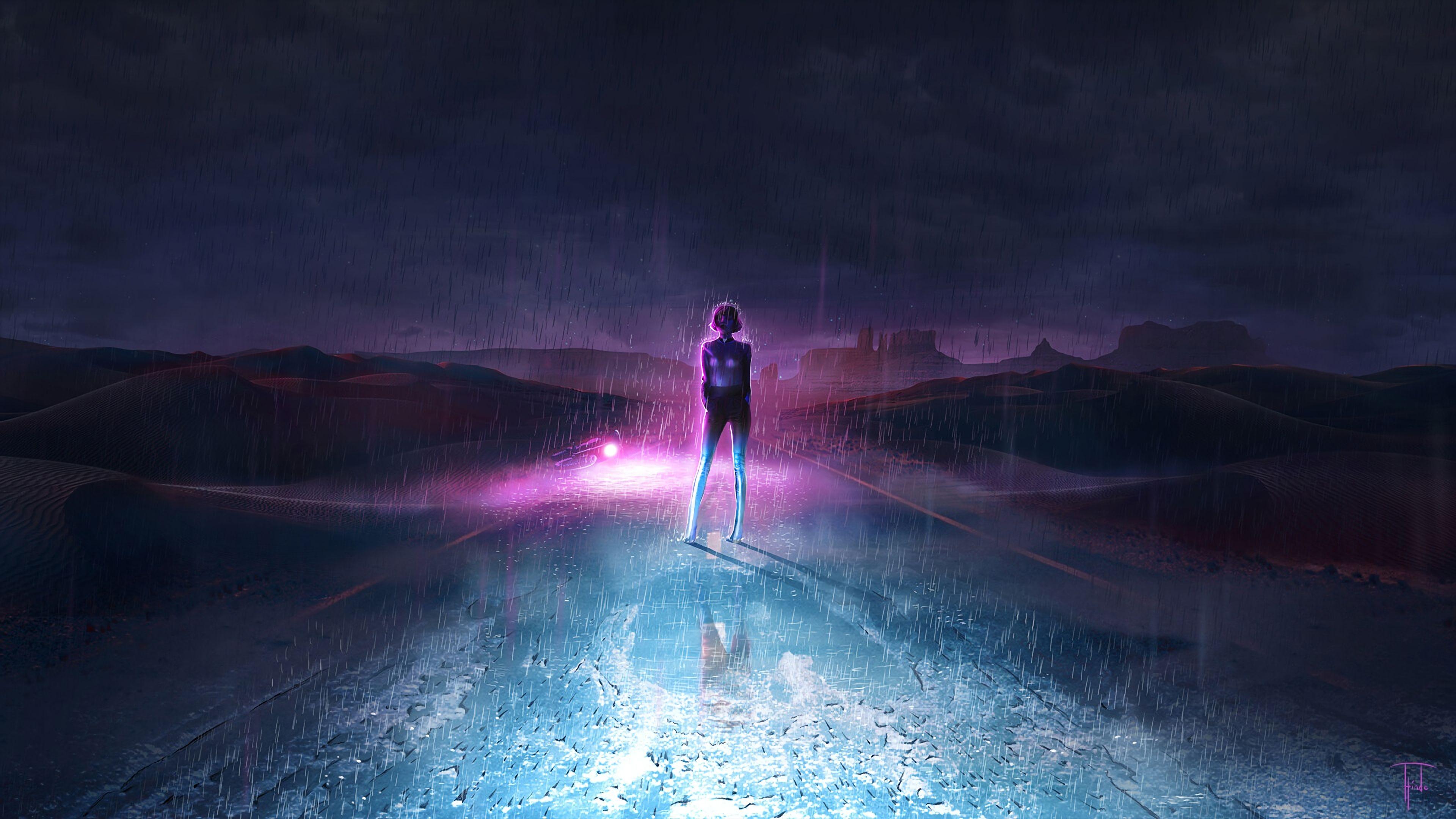 3840x2160 Neon Dark Sky Road 4k, HD Artist, 4k Wallpaper, Image, Background, Photo and Picture
