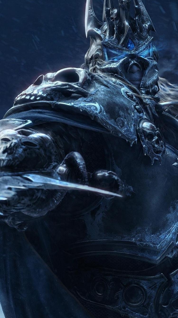 750x1334 World of warcraft lich king arthas frostmourne wallpaper