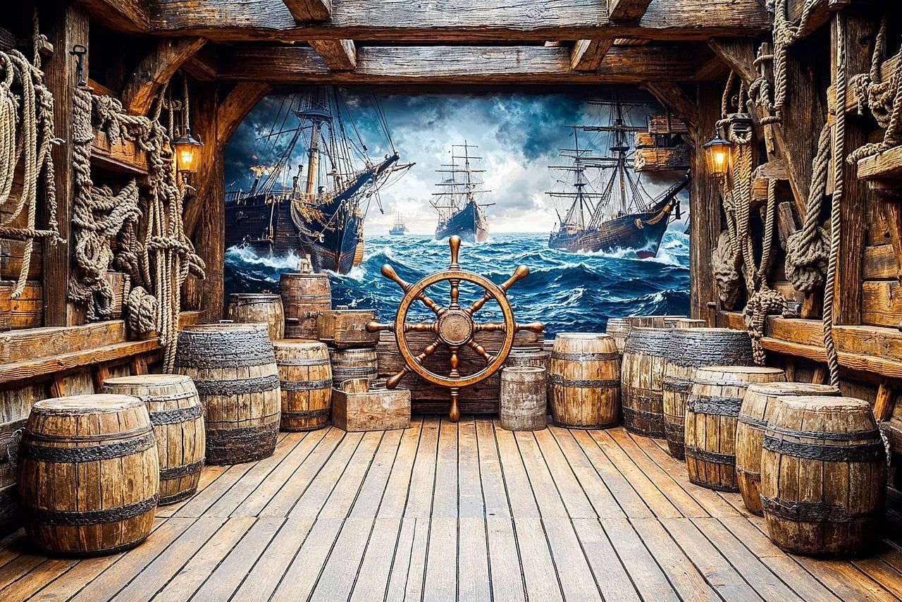 1280x854 Download Ship Ship'S Rudder Wooden Barrels. Royalty Free Stock Illustration Image