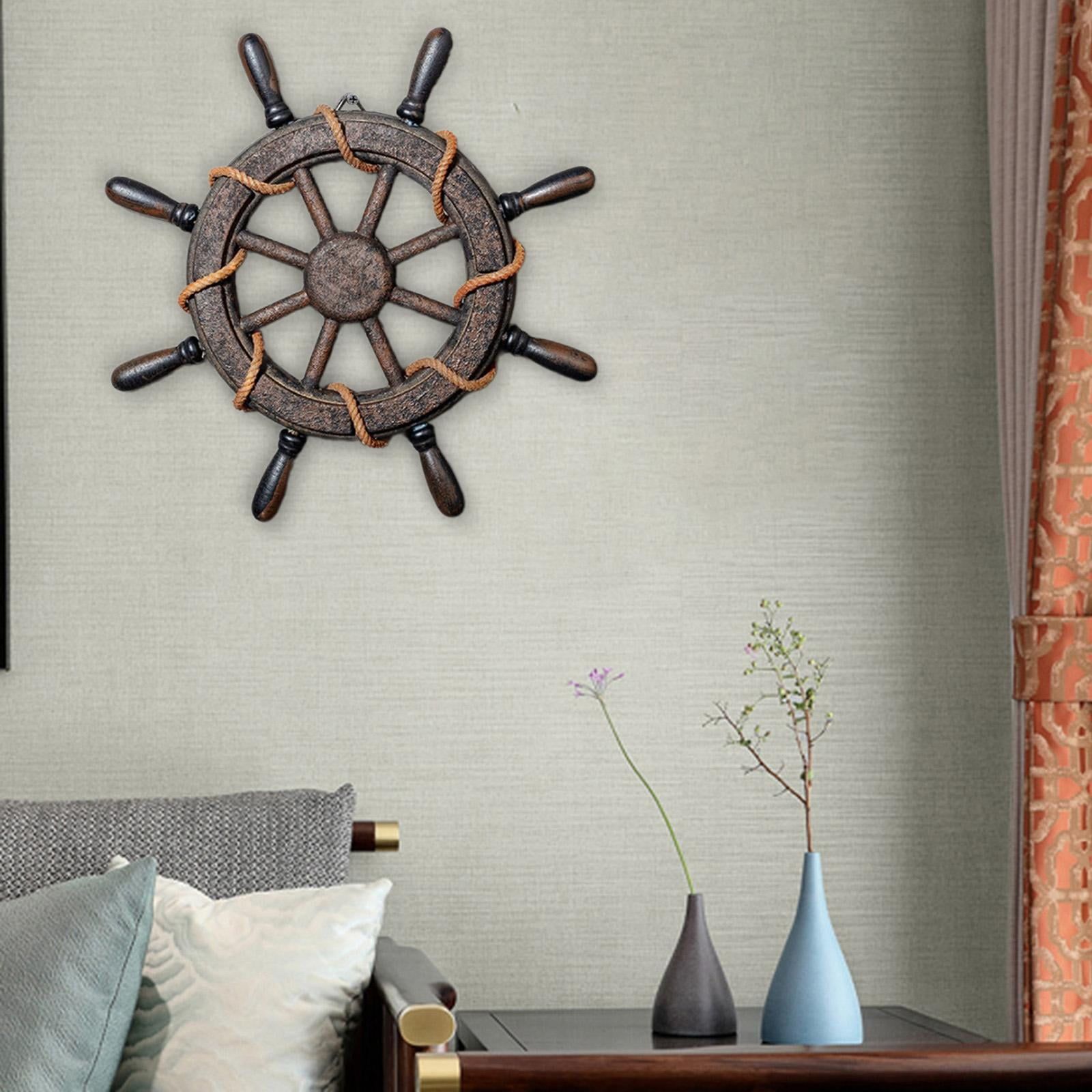 1600x1600 Tongina Boat Rudder Wall Art Decor, Decorative Nautical Wheel Prop Wooden Ship Steering Wheel Wall Sculpture for Bedroom Bar Farmhouse Without