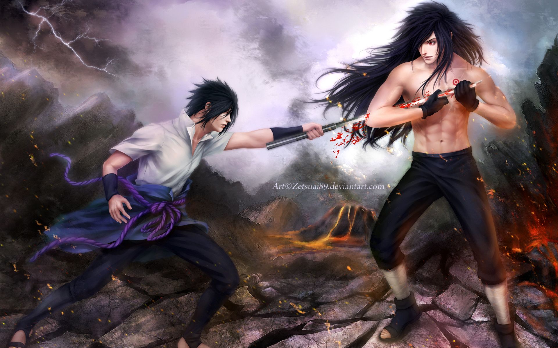 1920x1200 Epic Naruto HD Wallpaper: Madara vs Sasuke Showdown