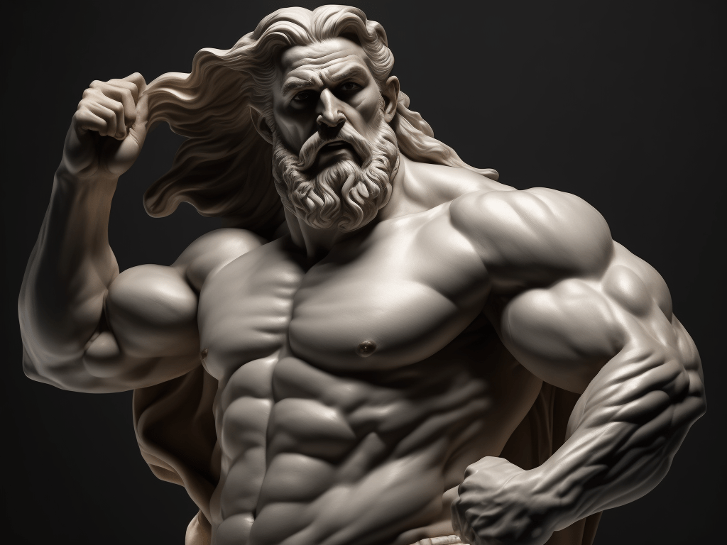 1024x768 Premium Free ai Image. Zeus Unleashed: A Hyperrealistic Raging God