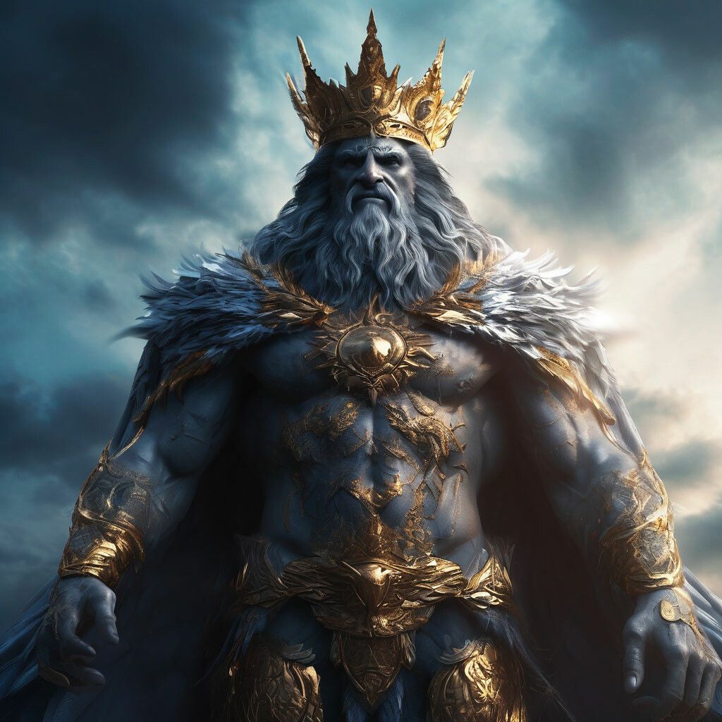 1024x1024 Primordial King of the Sky, kingly powerful appearance, sky background