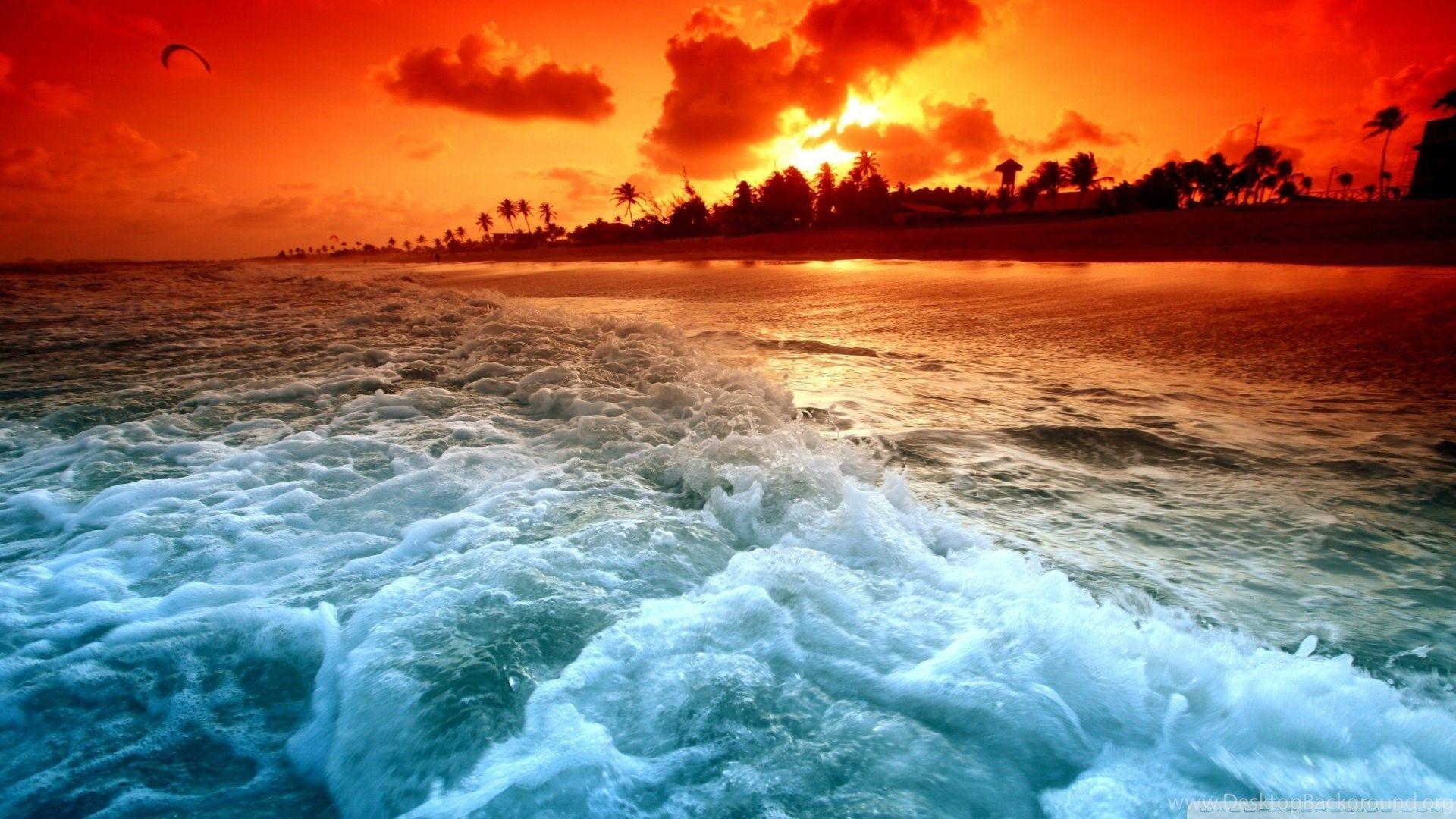 1920x1080 Tropical Beach Sunset HD Desktop Wallpaper : High Definition