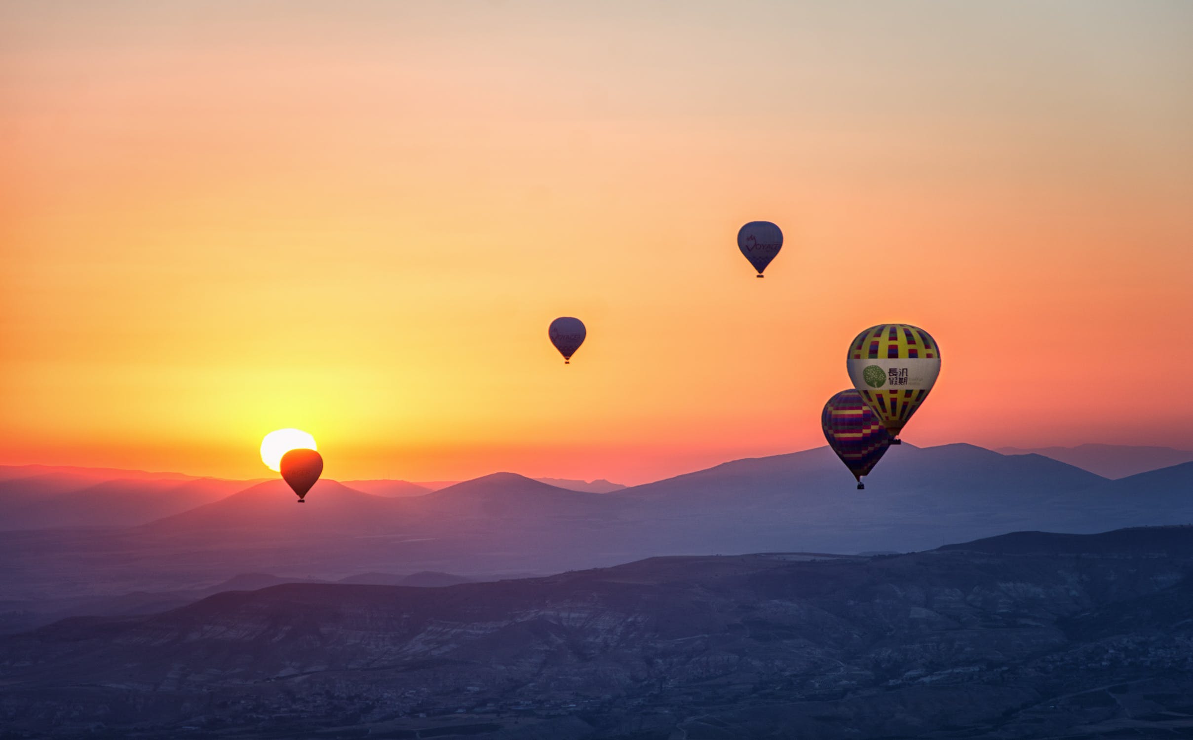 2417x1500 Free Wallpaper, Hd, Hot Balloons, Nature, Sunset, Wallpaper, Wallpaper