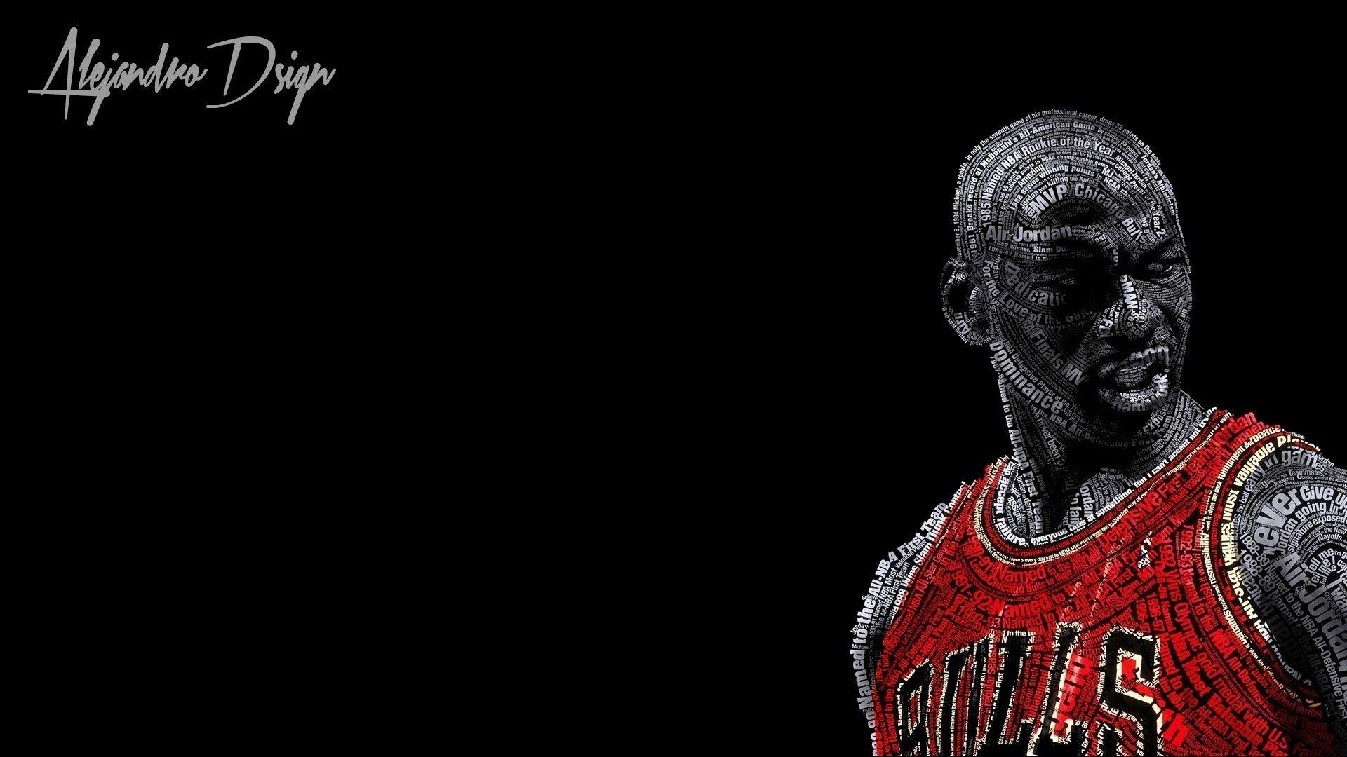 1920x1080 typographic Portraits, Michael Jordan, Basketball, Chicago Bulls
