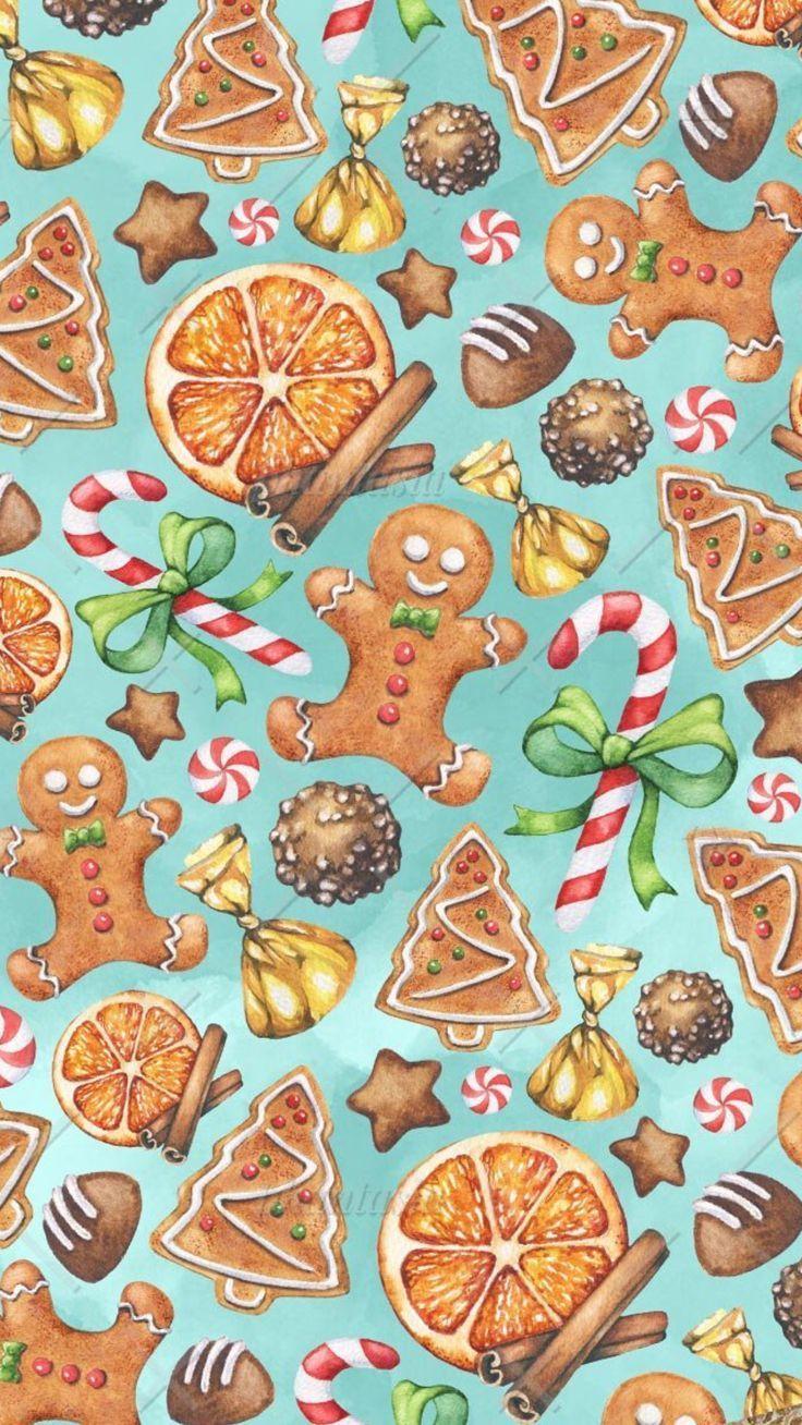736x1308 Gingerbread Men and Candy Cones. Wallpaper for your Phone