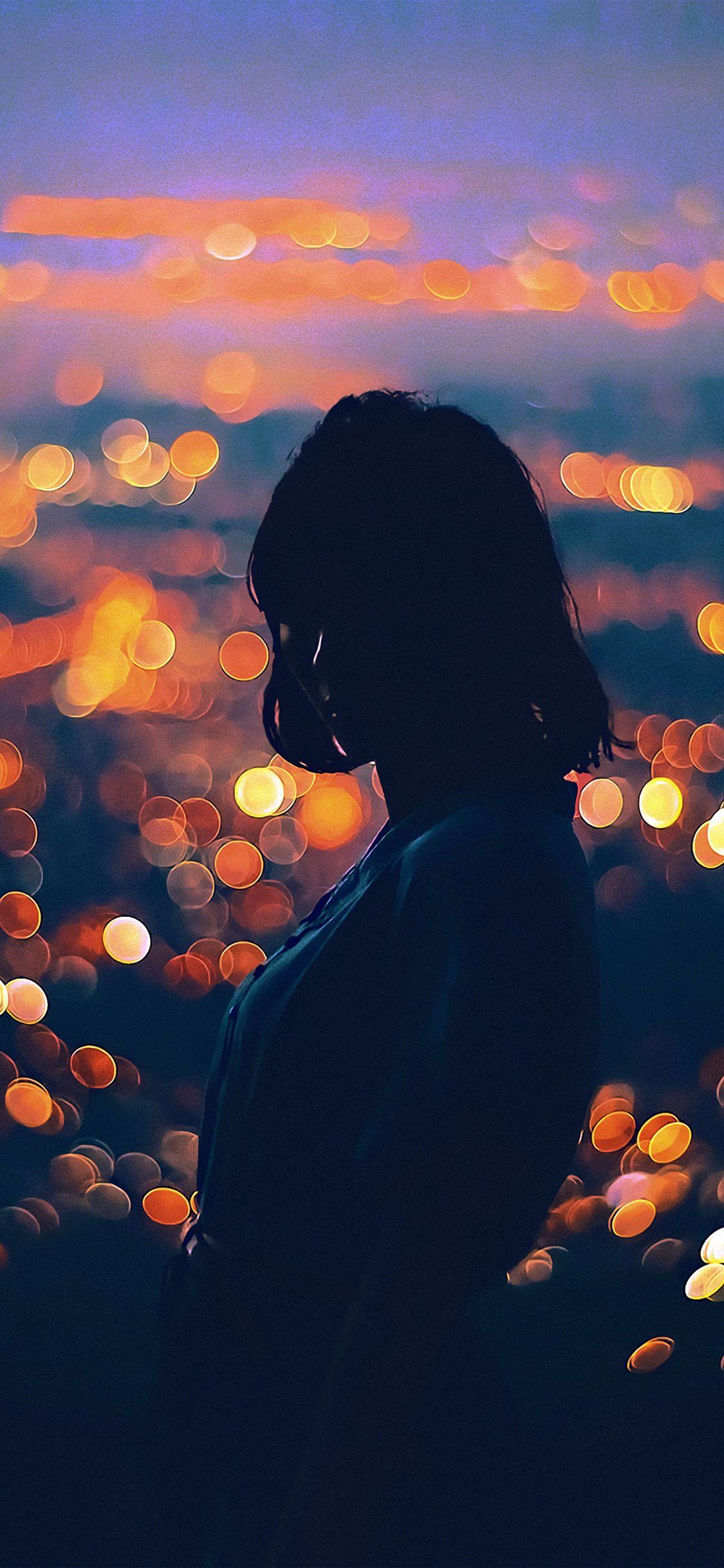 1125x2436 iPhone X wallpaper. bokeh girl night art