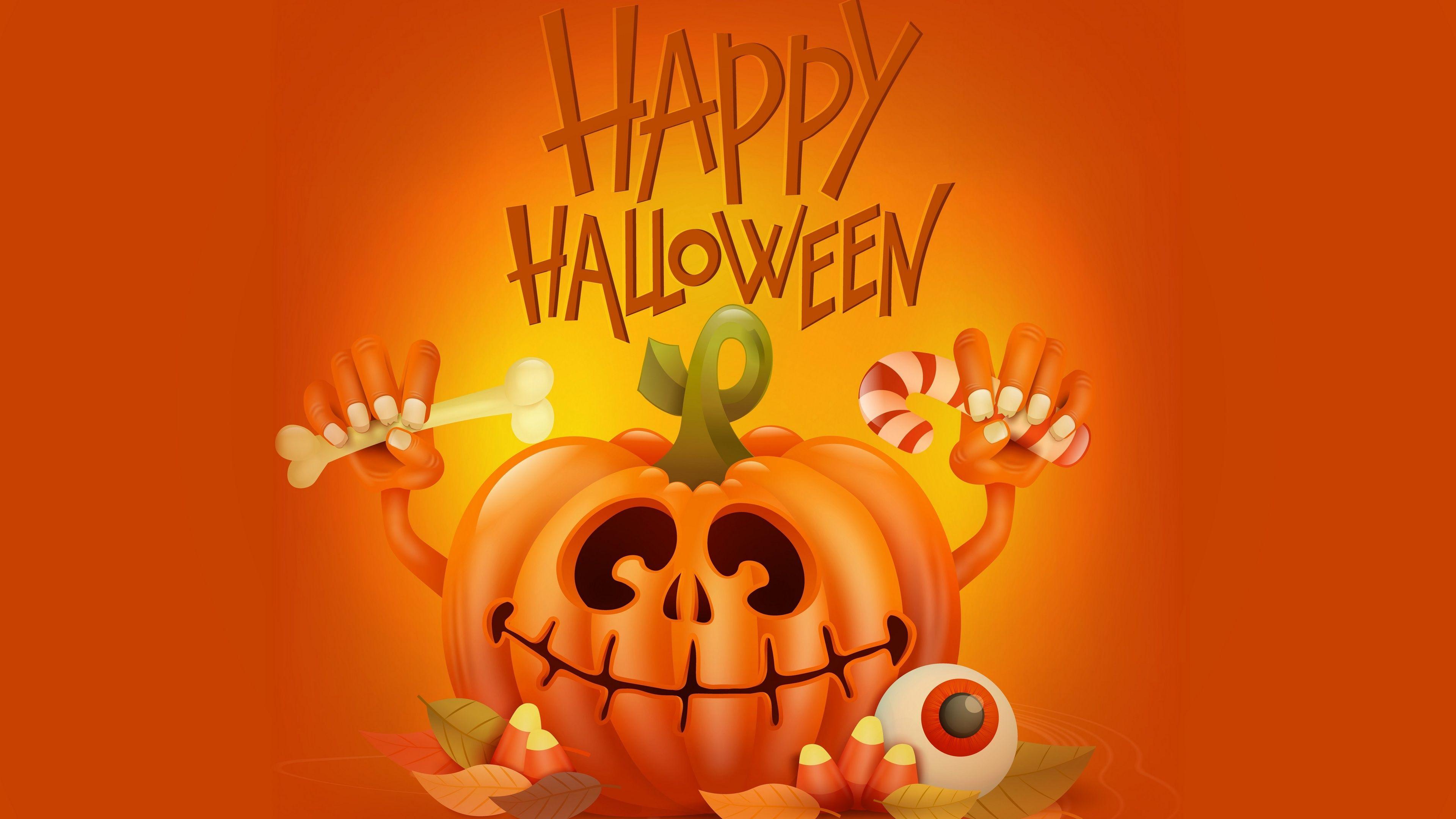 3840x2160 4k Happy Halloween pumpkin wallpaper, holidays wallpaper, HD